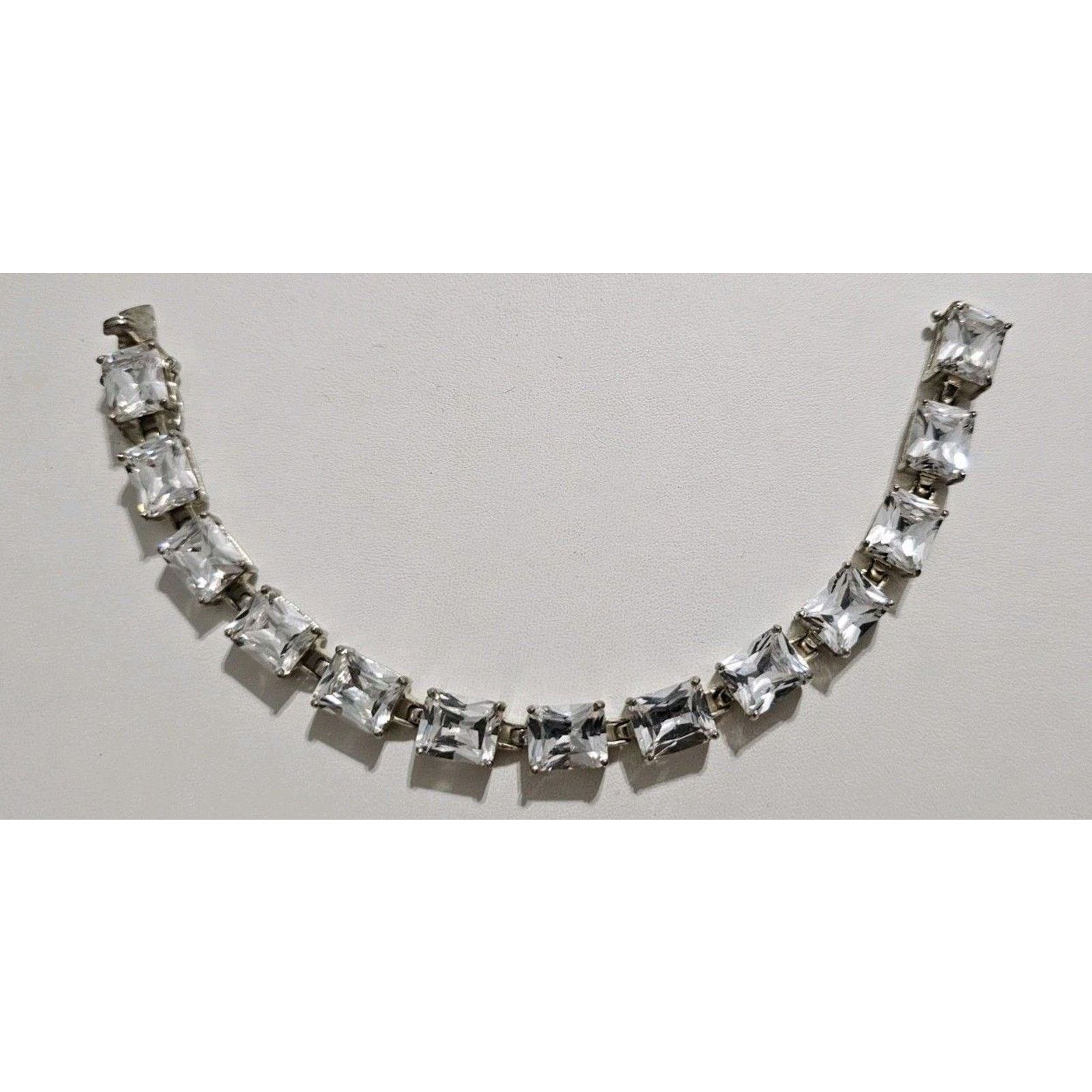 Other Cubic Zirconia Tennis Link Silver Bracelet Size ONE SIZE - 1 Thumbnail