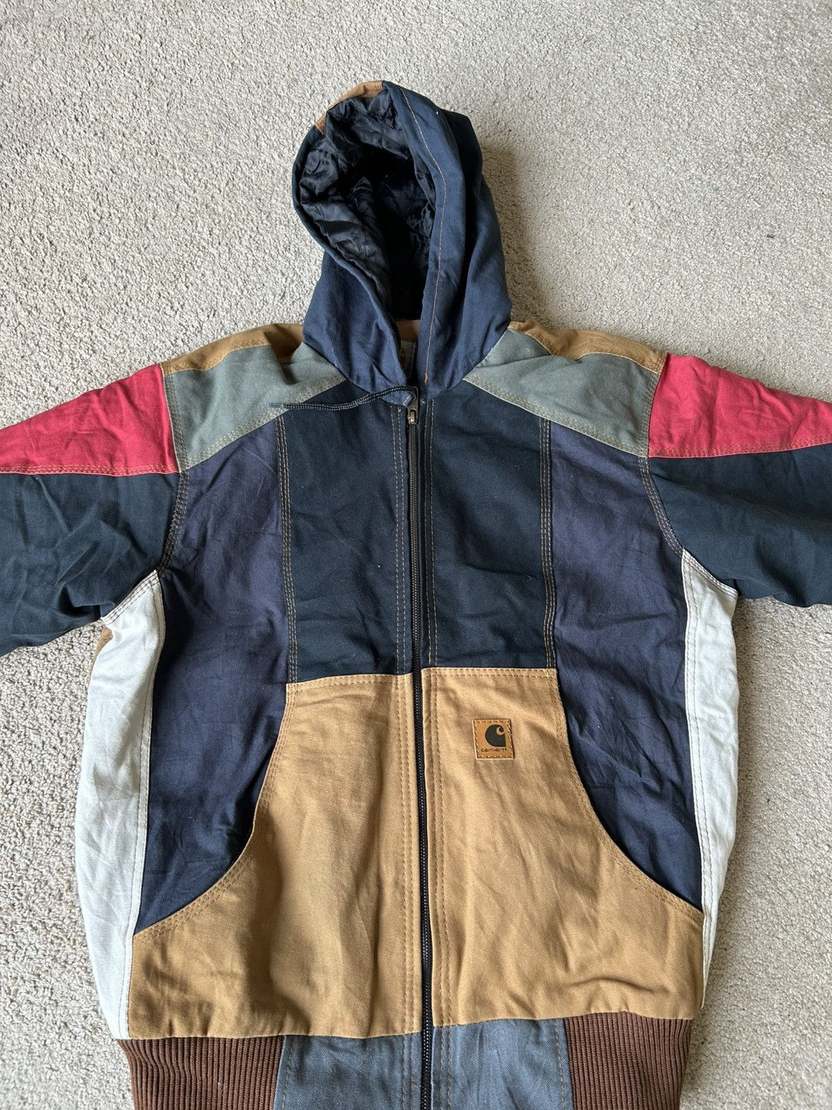 Vintage Carhartt Colorblock Hooded Canvas Jacket M