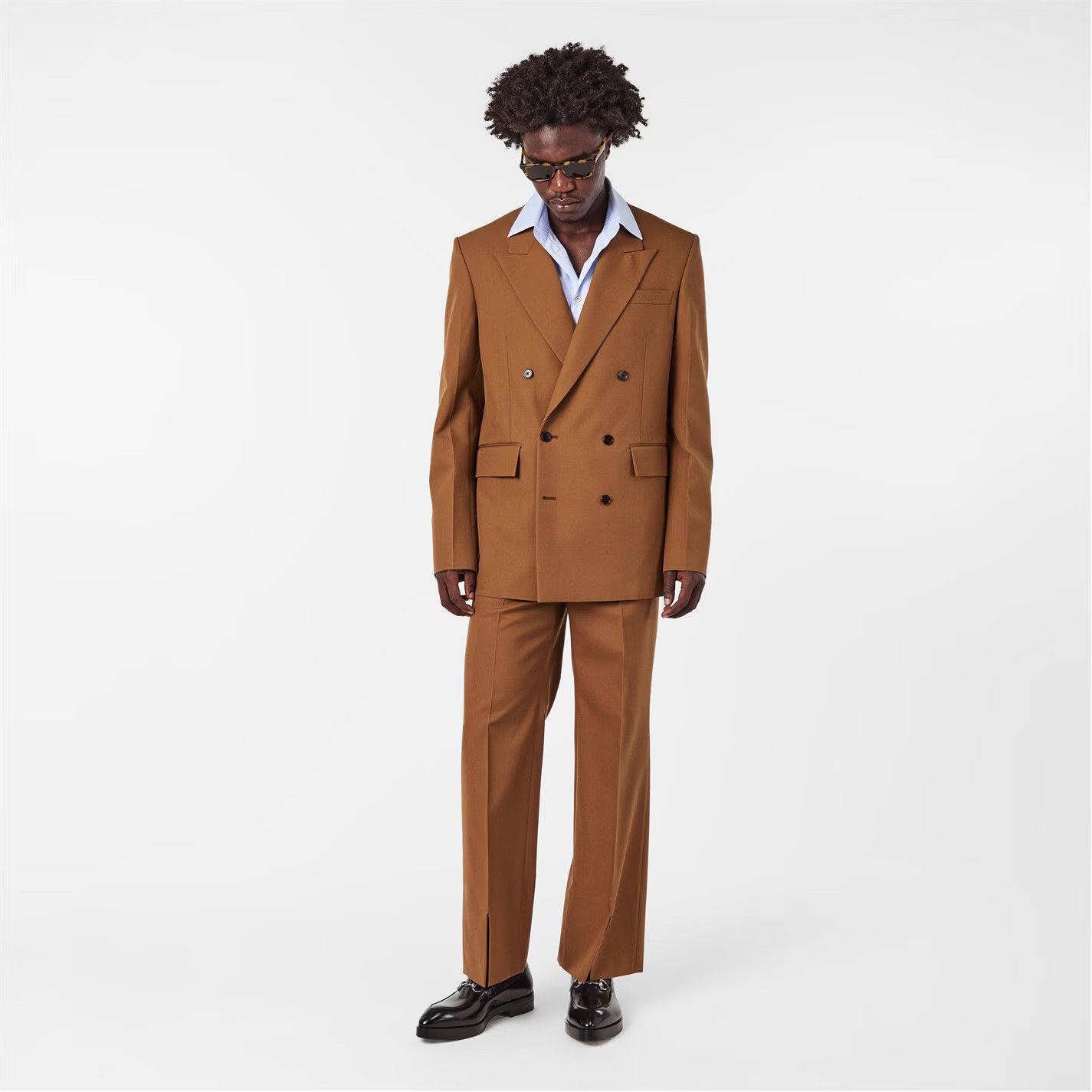 Gucci o1g2r1mq0426 Twill Double-Breasted Blazer in Brown Size US S / EU 44-46 / 1 - 2 Thumbnail