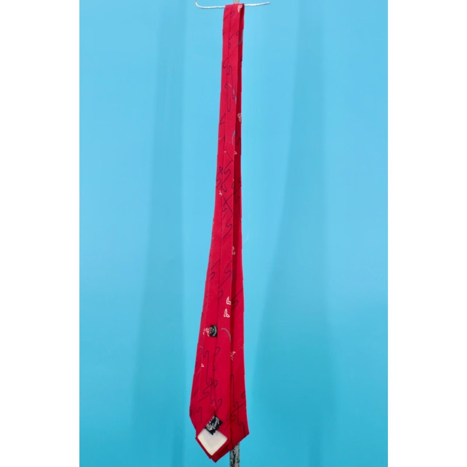 Vintage VTG E&W 1940s Red Necktie Silk Tie / Abstract Human Figures / 54.5" L 4.5" W / Original / Men Size ONE SIZE - 5 Thumbnail