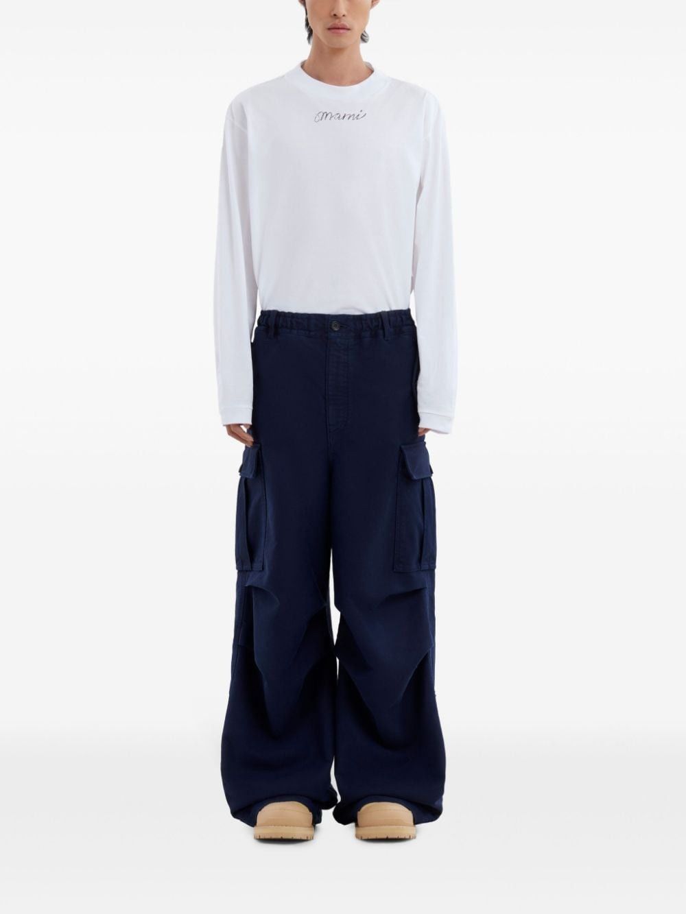 Marni o1w1db11025 Cargo-Pocket Cotton Trousers in Blue Size US 34 / EU 50 - 2 Thumbnail