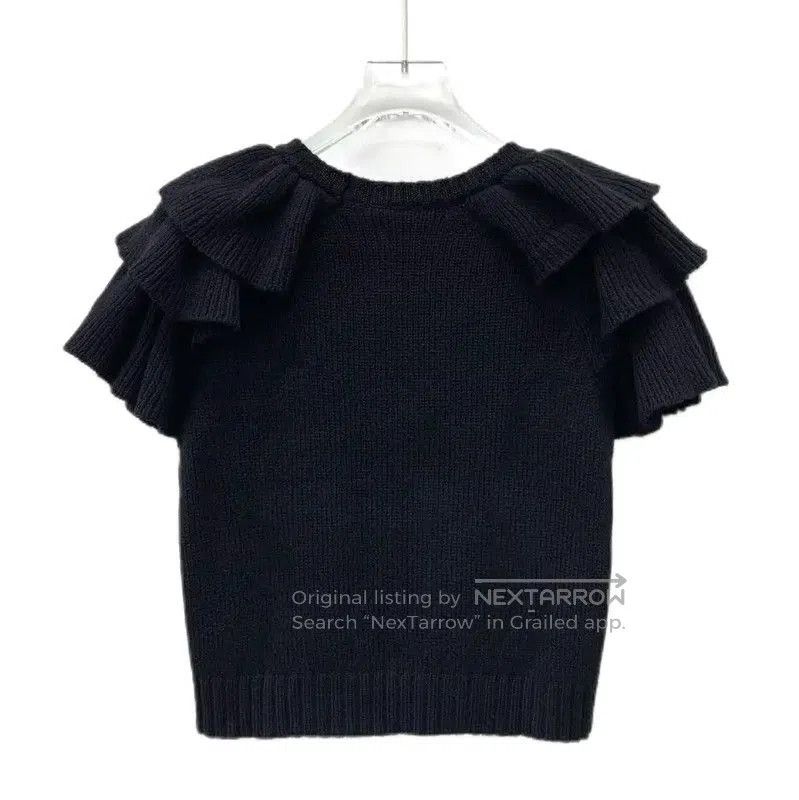 Dior Black Cashmere T-Shirt with Ruffles .