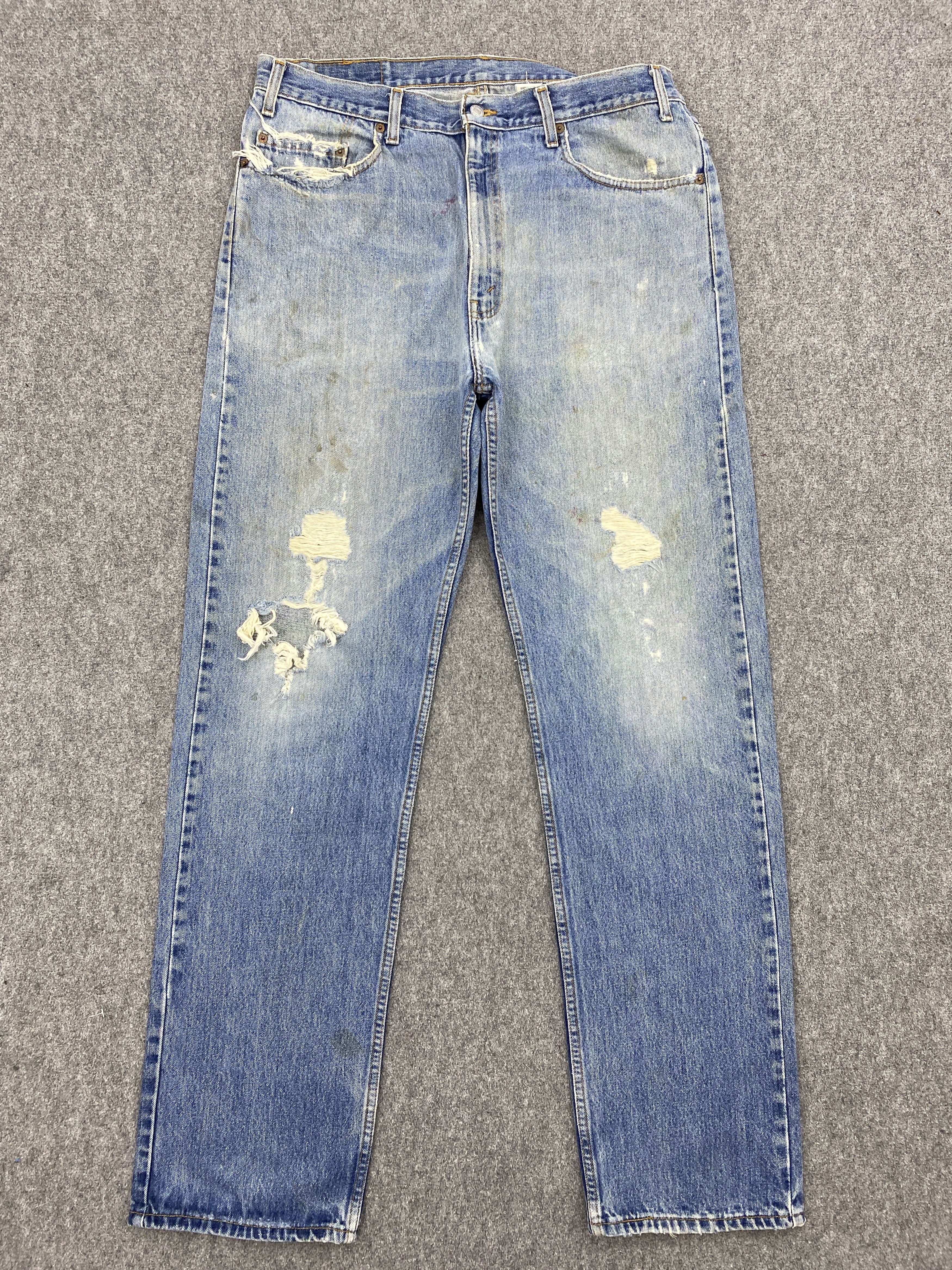 Levi's × Vintage Distressed Vintage 90s Levis 505 Faded Blue Jeans DP2618 Size US 34 / EU 50 - 1 Thumbnail