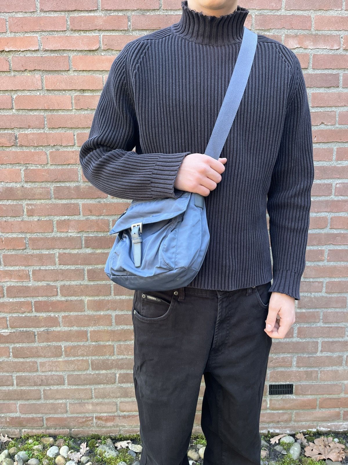 Prada Nylon Vintage Shoulder Bag in Black, Women's