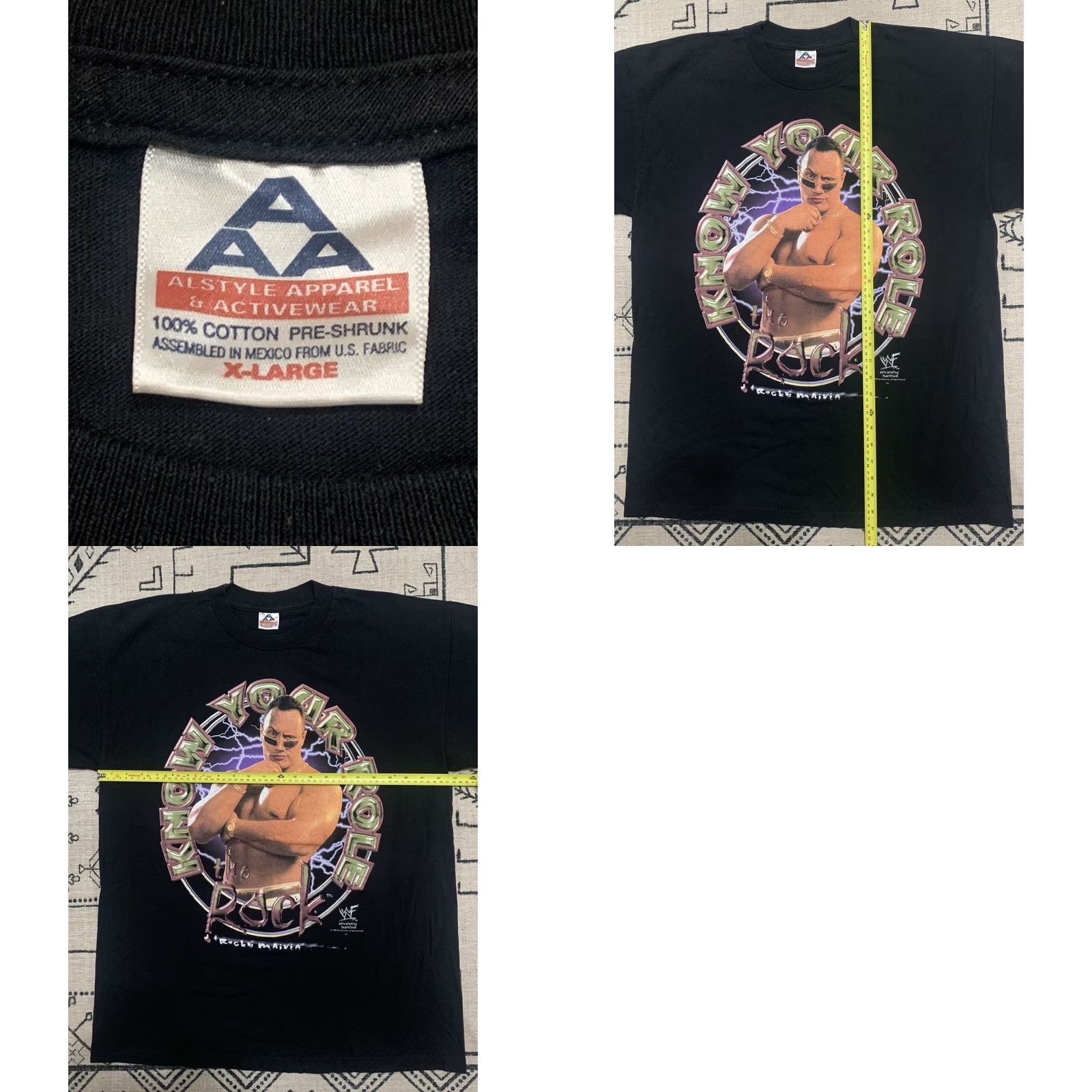 Vintage VINTAGE 1998 The Rock Shirt XL Titan Alstyle Mankind Stone Cold Undertaker WWF T-Shirt Men Crew Neck Short Sleeve Black Cotton Logo 90s Wrestling Size US XL / EU 56 / 4 - 8 Thumbnail