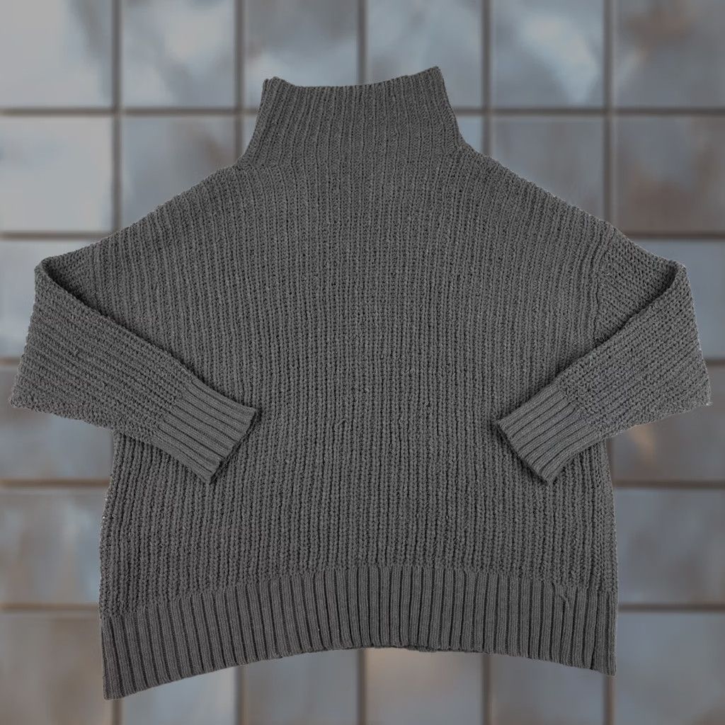 Vintage Aerie Sweater Womens Medium Gray Chunky Knit High Neck Oversized Relaxed Size M / US 6-8 / IT 42-44 - 1 Thumbnail