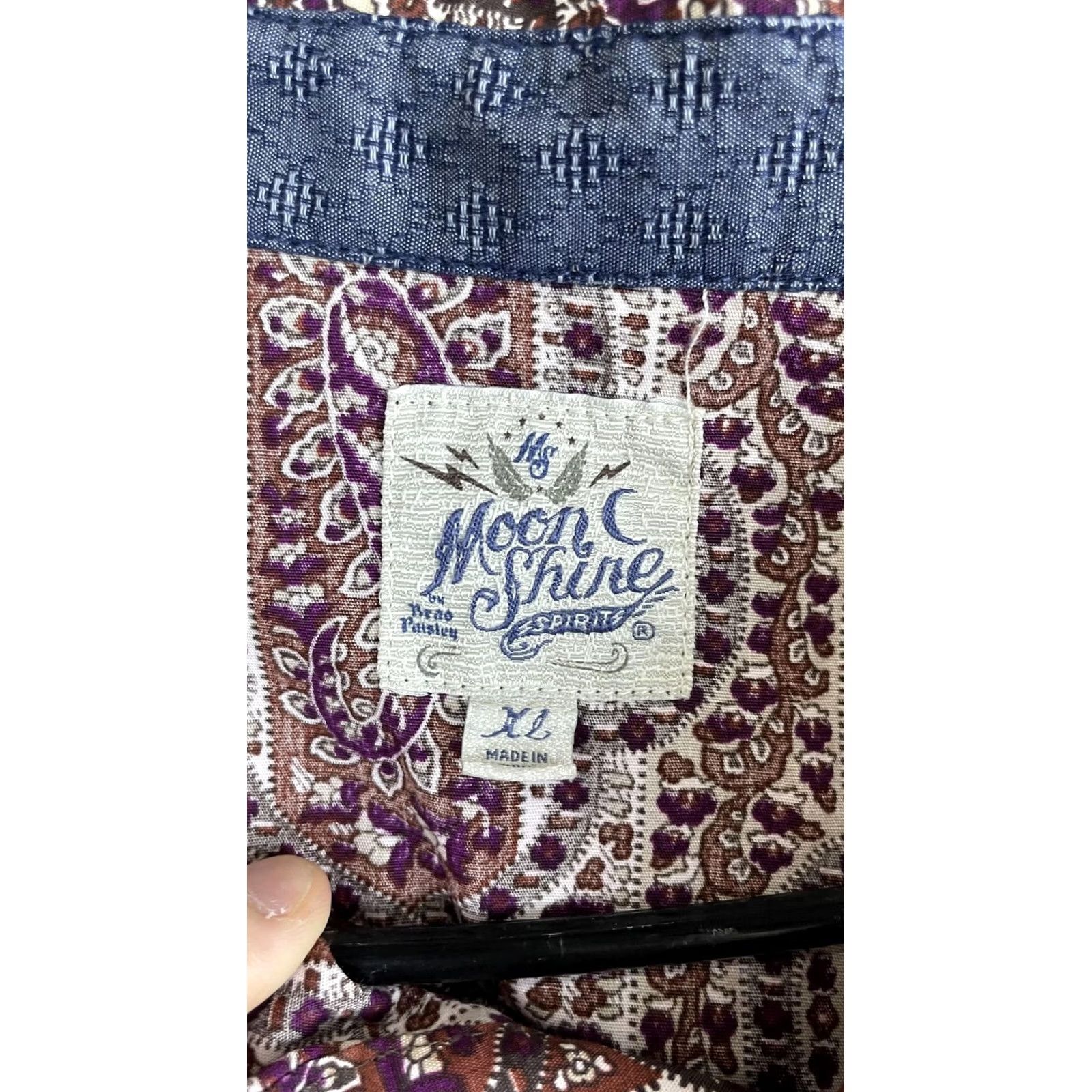 Vintage Moonshine Spirit Shirt Mens XL Rust Paisley Pearl Snap Sundays Best Brad Paisley Size US XL / EU 56 / 4 - 5 Thumbnail