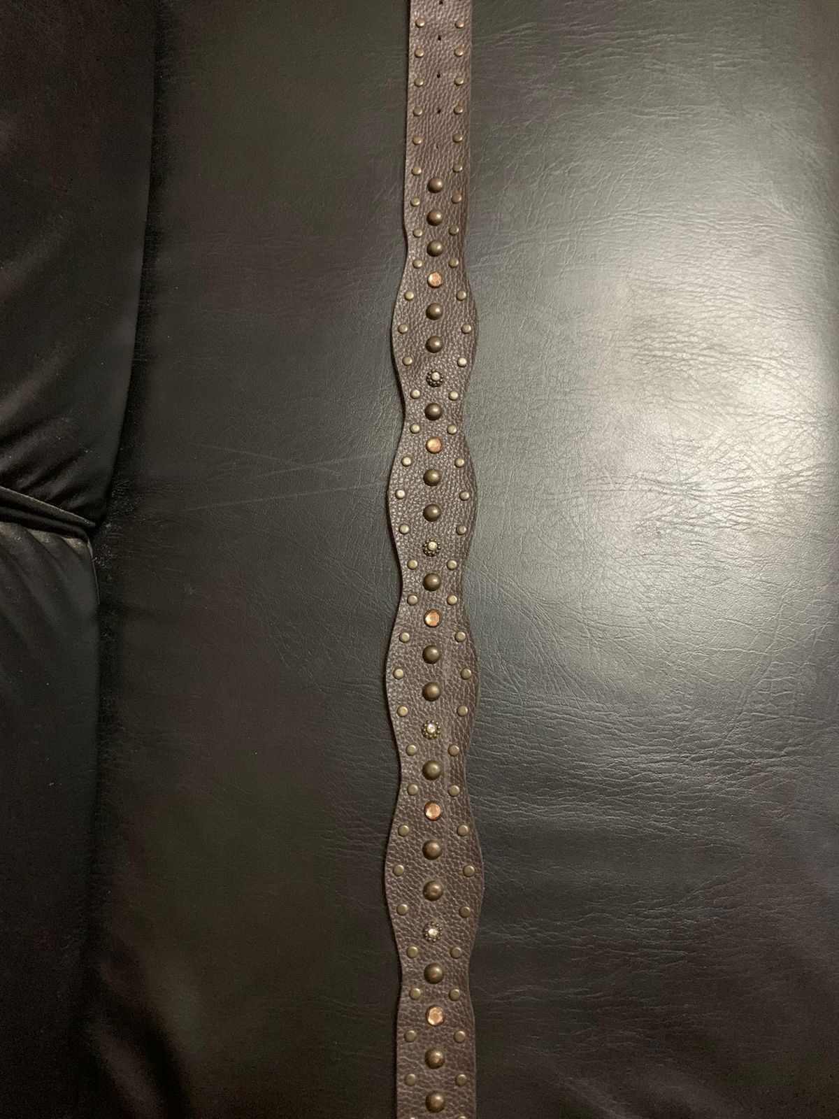 Vintage Dark brown studded leather belt Size ONE SIZE - 3 Thumbnail
