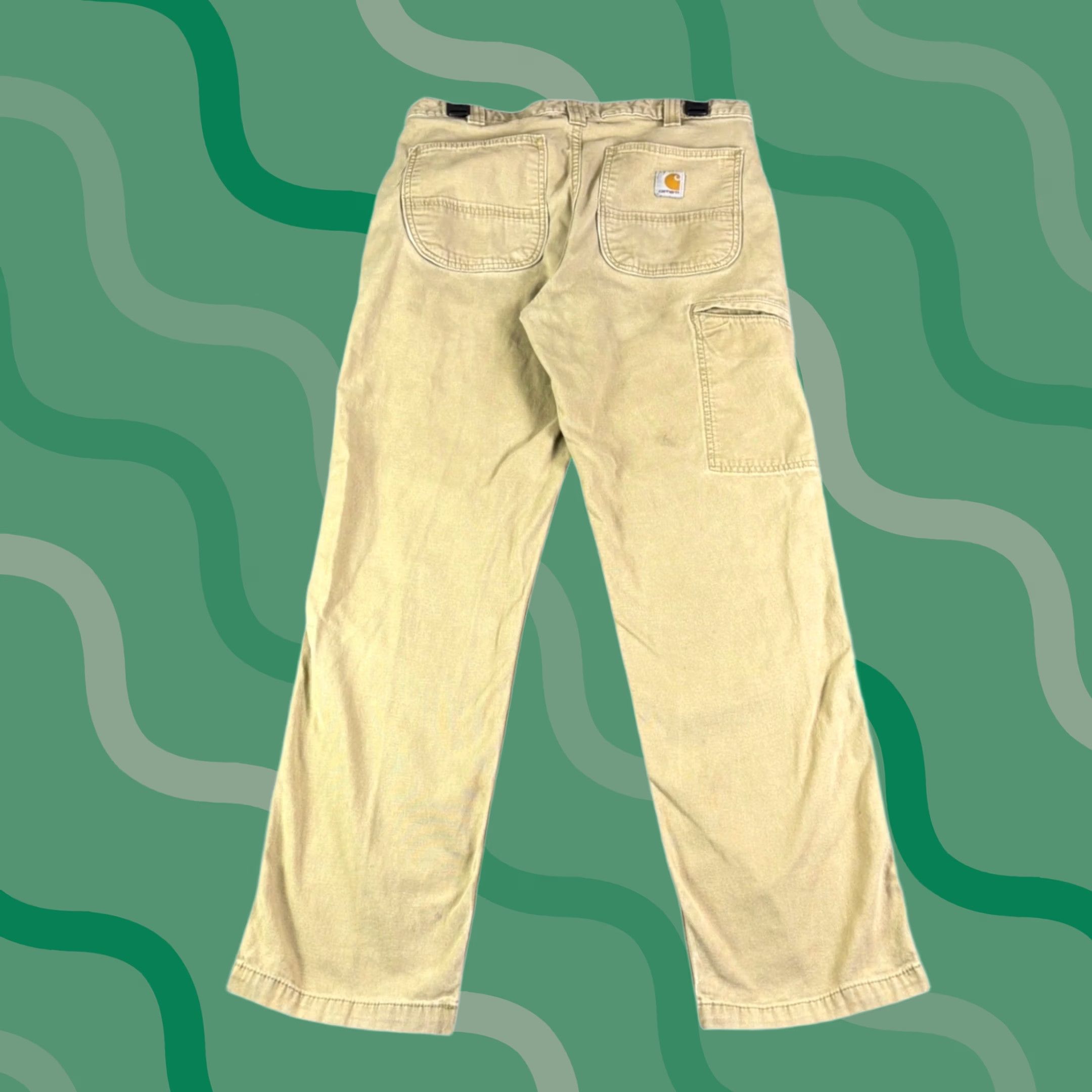 Carhartt Carhartt Pants Relaxed Fit Carpenter Tan Canvas Workwear 33x32 Distressed 33x30 Size US 33 - 1 Thumbnail