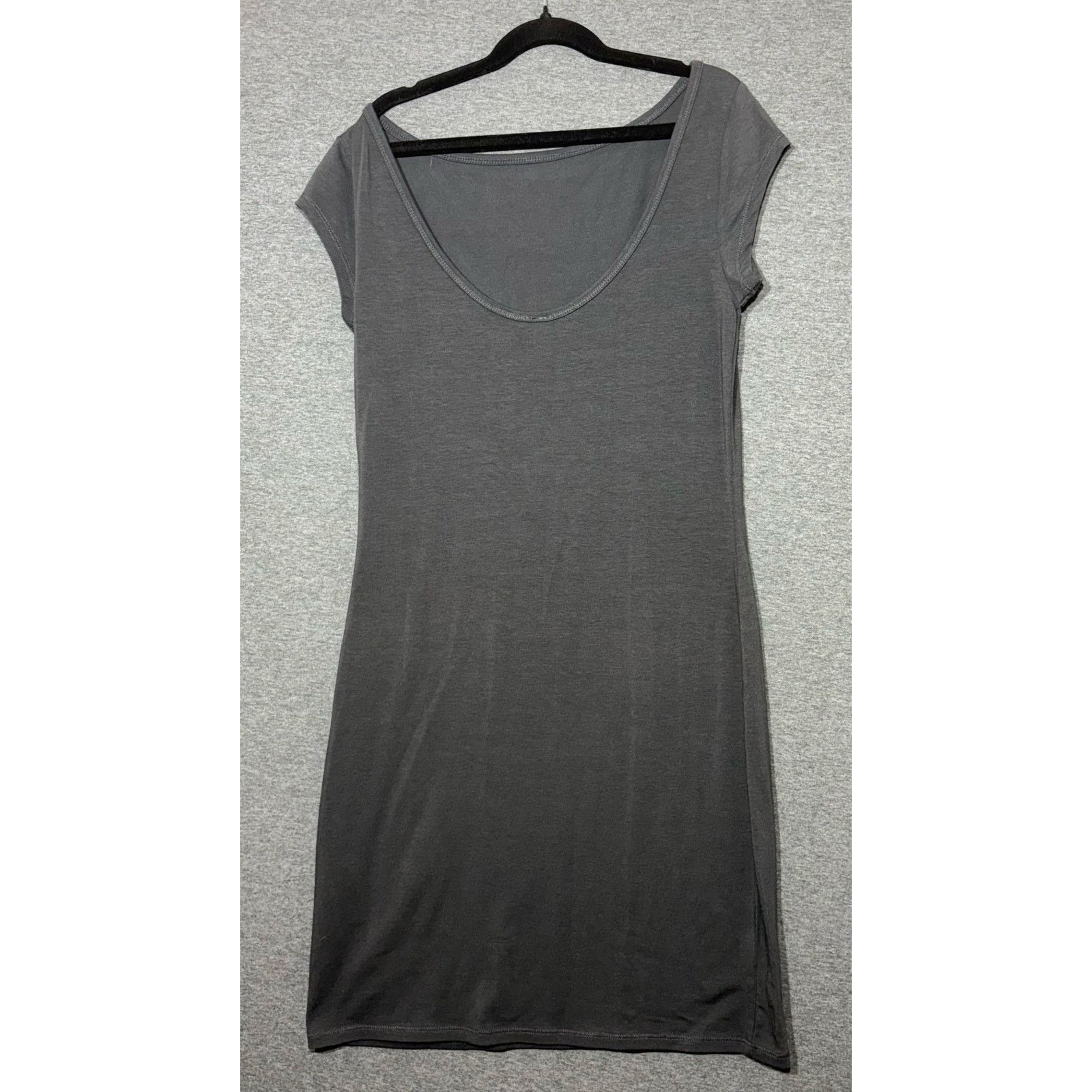 Other Tee Shop | Women's Gray Short Sleeve Mini Dress | XS Size XS / US 0-2 / IT 36-38 - 2 Thumbnail