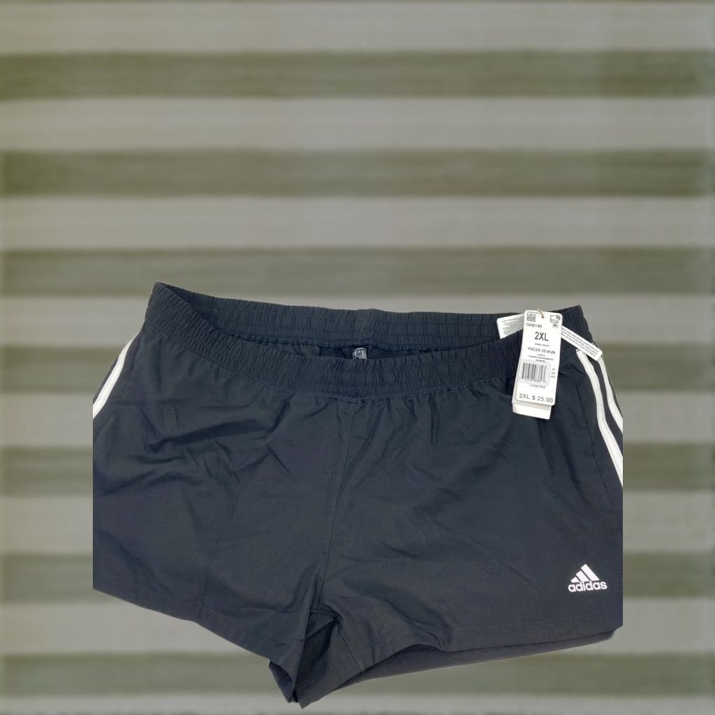Adidas Adidas Pacer 3 Stripe Woven Shorts Womens 2XL Black Sport Gym Training NWT Size 28" / US 6 / IT 42 - 1 Thumbnail