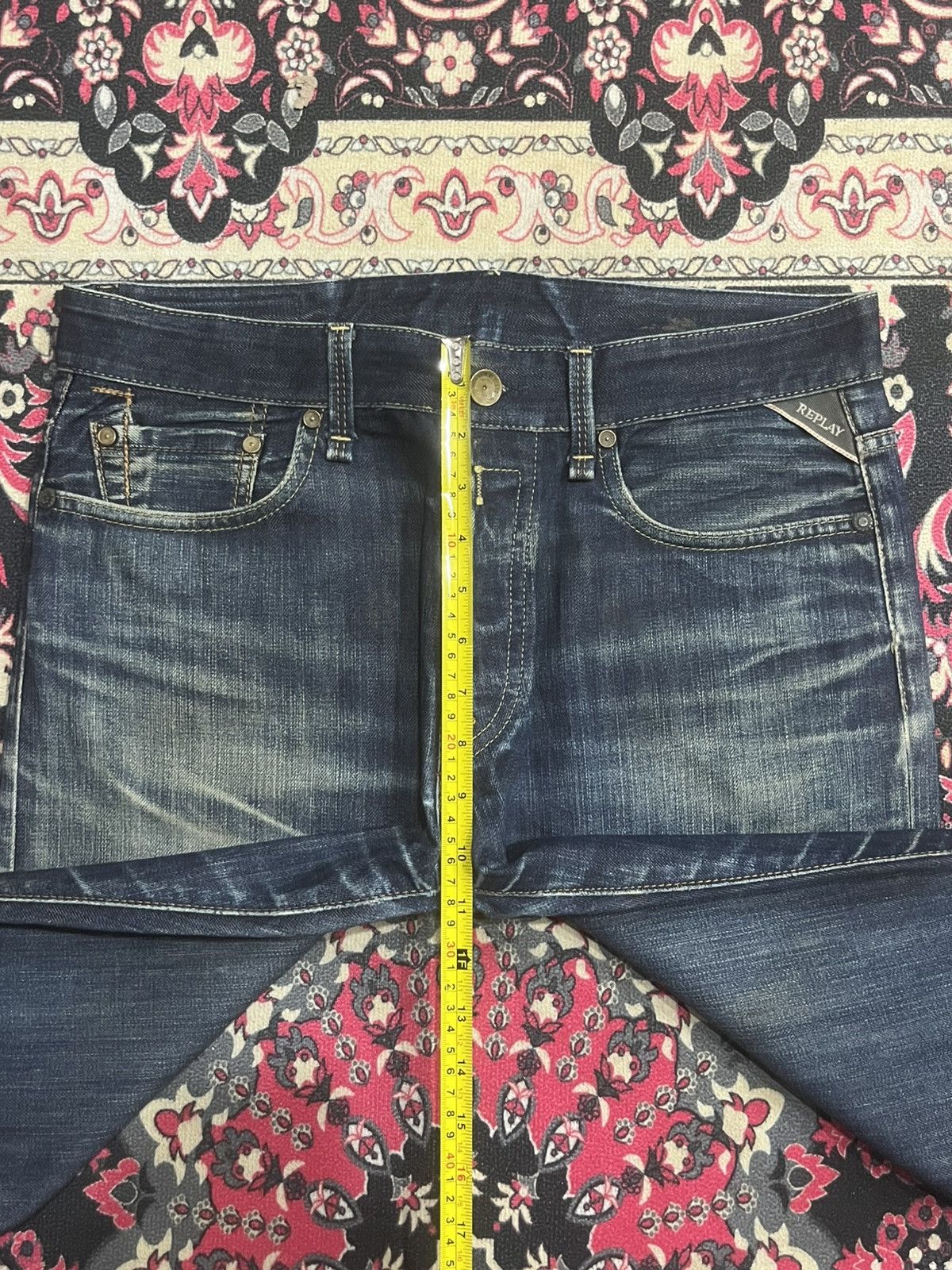 Replay Vintage Replay Dark Blue Faded Washed Buttonfly Flare Jeans Size US 32 / EU 48 - 18 Thumbnail