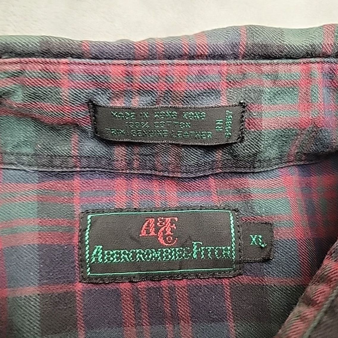 Abercrombie & Fitch VINTAGE Abercrombie & Fitch Shirt Mens XL Green Plaid Flannel Leather Shoulder Patch Shirt Mens XL Green Plaid Flannel Leather Shoulder Patch Size US XL / EU 56 / 4 - 4 Thumbnail