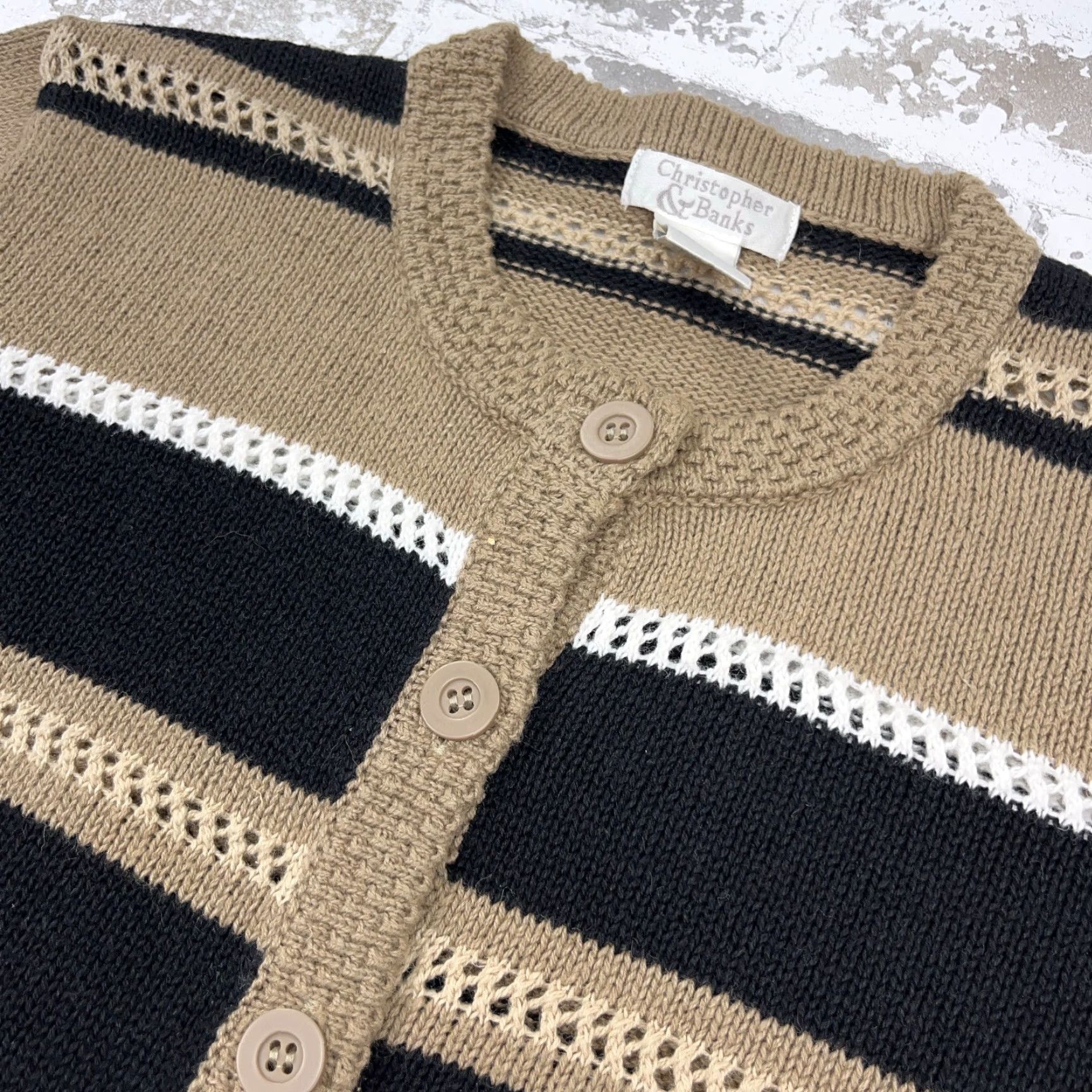 Vintage VINTAGE Christopher & Banks Cardigan Sweater Women S Brown Black Logo All Seasons Full Zip Pockets Mock Neck Casual Knit Lightweight Regular Fit Size S / US 4 / IT 40 - 3 Thumbnail