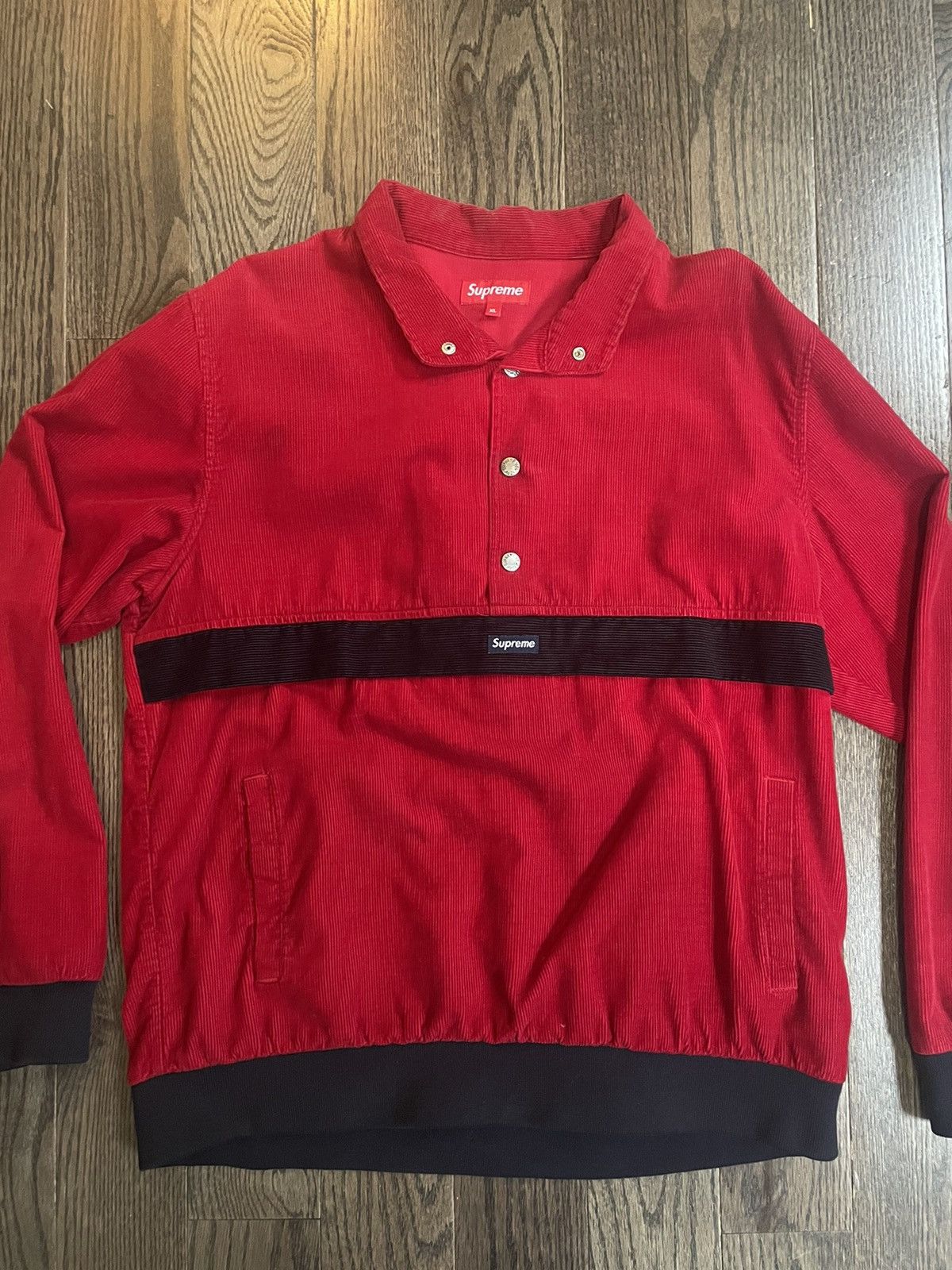 image of Supreme Corduroy Box Logo Pullover Red Ss2012, Men's (Size XL)