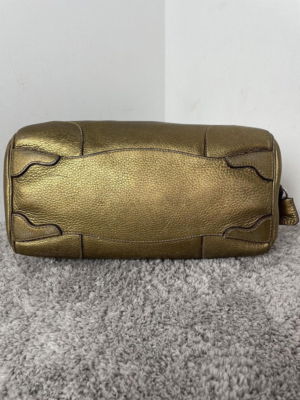 Prada Prada Metallic Gold Leather Logo Satchel Size ONE SIZE - 12 Thumbnail