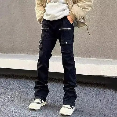VIBE Zipper Black Flared Jeans Cargo Pants Size US 30 / EU 46 - 5 Thumbnail