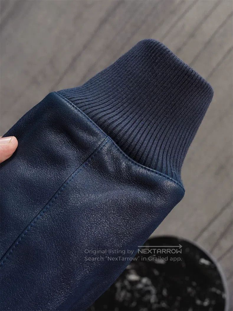 Hermes Hermes Men's Runway Midnight Blue Baseball Jacket Leather Size US M / EU 48-50 / 2 - 6 Thumbnail