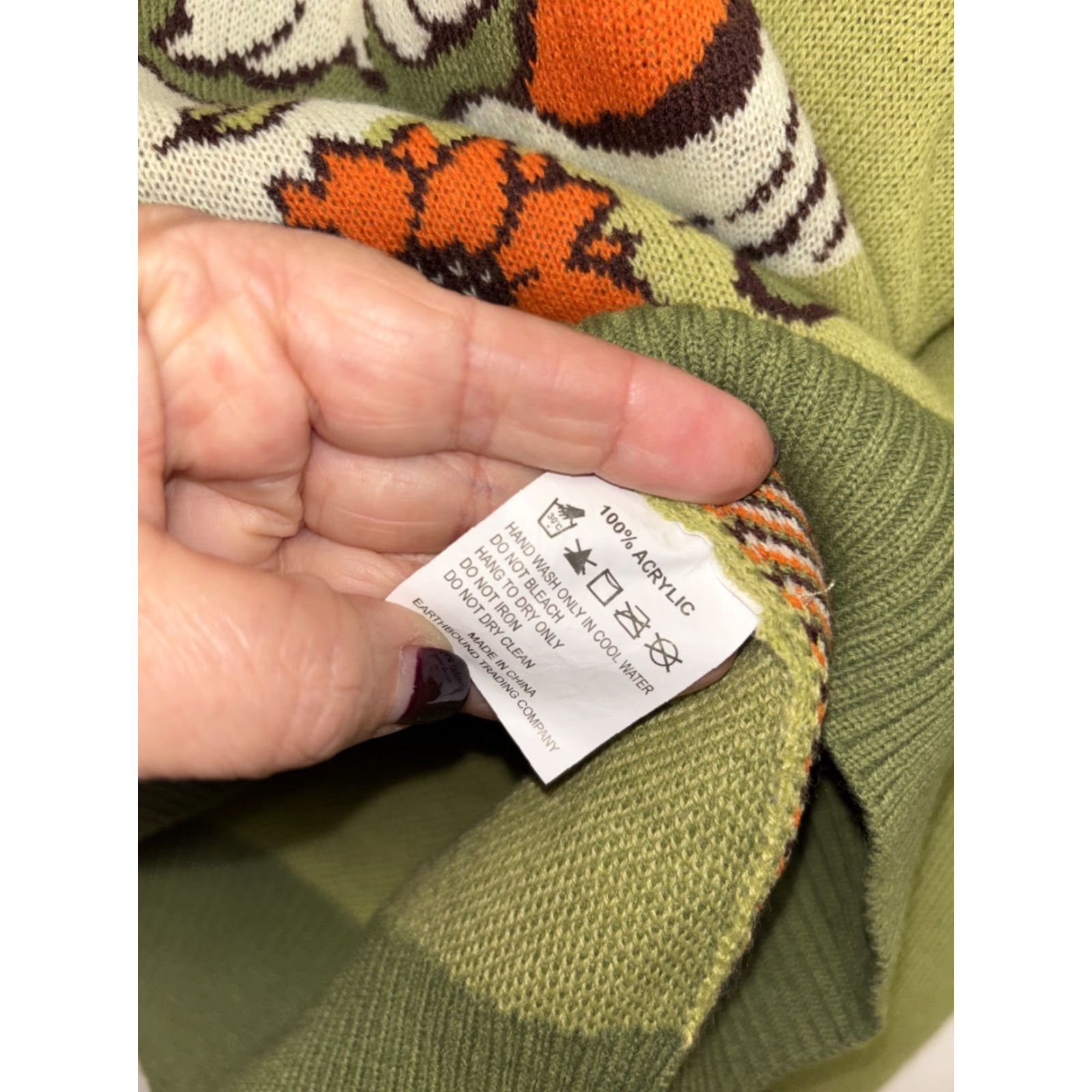 Sunflower Earthbound Gnome Flowers Sunflowers Long Sleeve Knit Sweater Green M Pullover Size M / US 6-8 / IT 42-44 - 6 Thumbnail