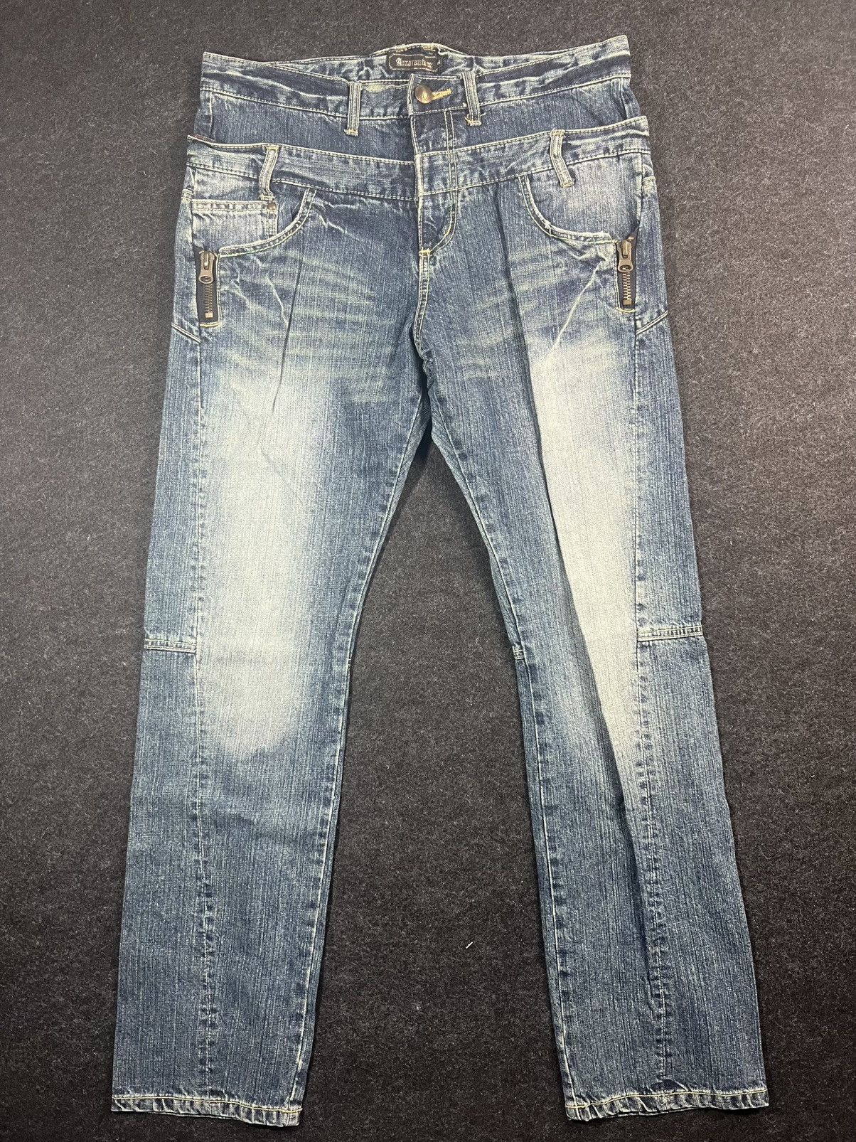 Tornado Mart Double Waist Whiskered Lightning Fade Amarantine Jeans Size US 34 / EU 50 - 1 Thumbnail