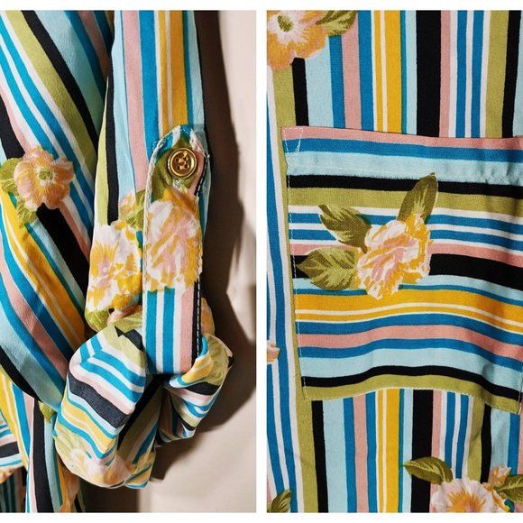 Other New Glory Womens 3X Wrap Tunic Blouse Blue Yellow Floral Size 3XL / US 20-22 - 5 Thumbnail