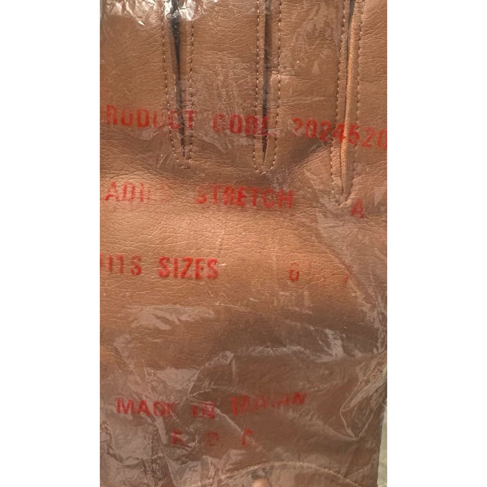 Vintage VINTAGE driving gloves womens XS Brown cognac vinyl nylon rayon NIP 70s Glove Womens Size ONE SIZE - 5 Thumbnail