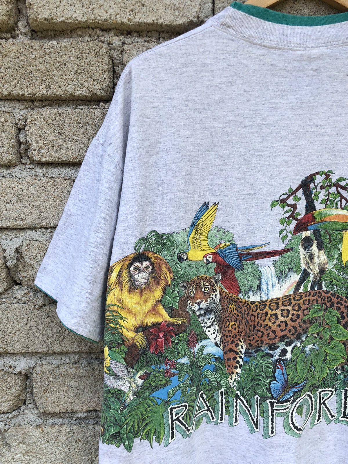 Vintage Vintage 90s Habitat Rainforest Animals Nature Mirror Tshirt Size US XL / EU 56 / 4 - 19 Thumbnail