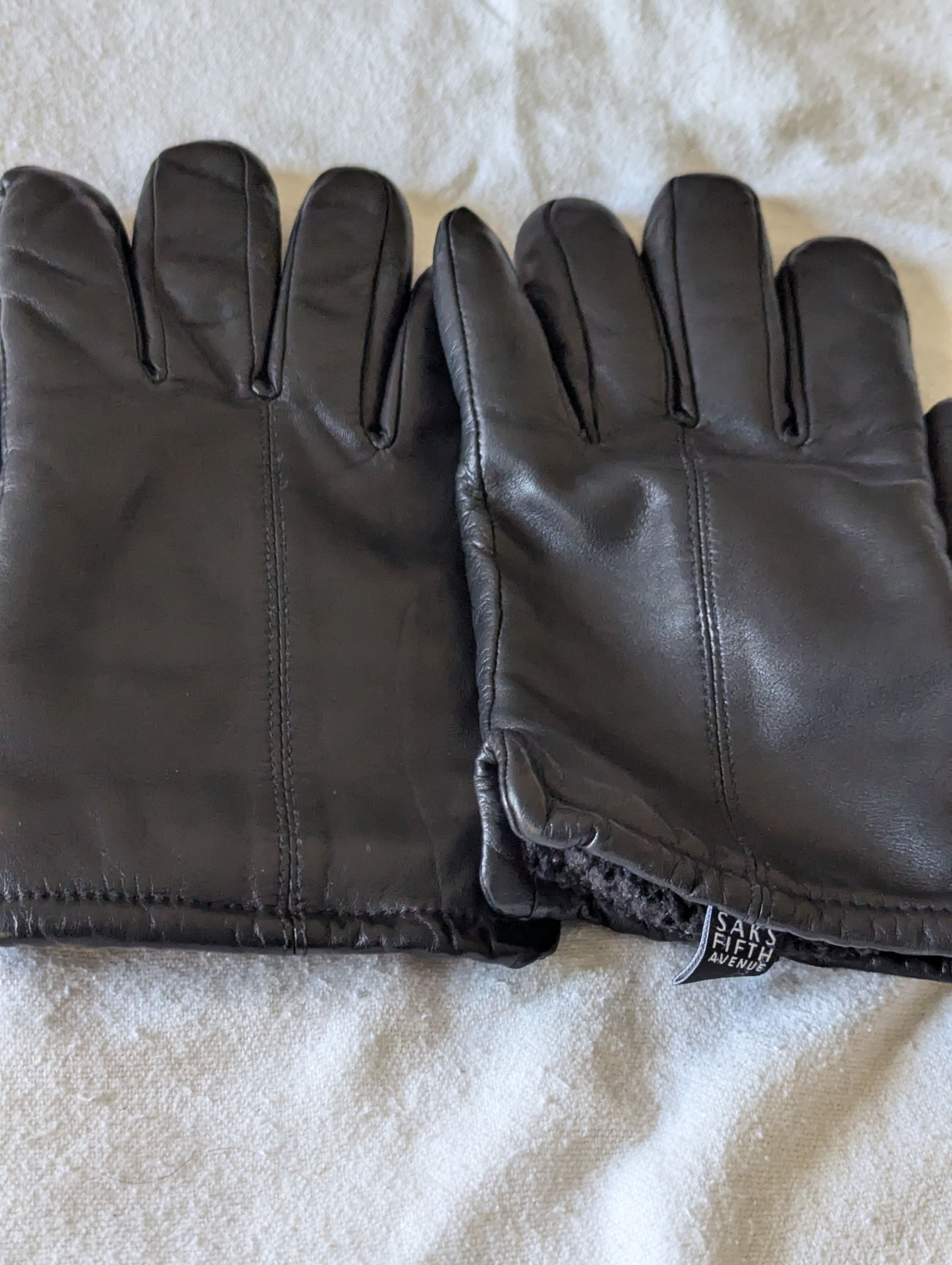 Saks Fifth Avenue Leather Glove Black with Wool Liner Size ONE SIZE - 1 Thumbnail