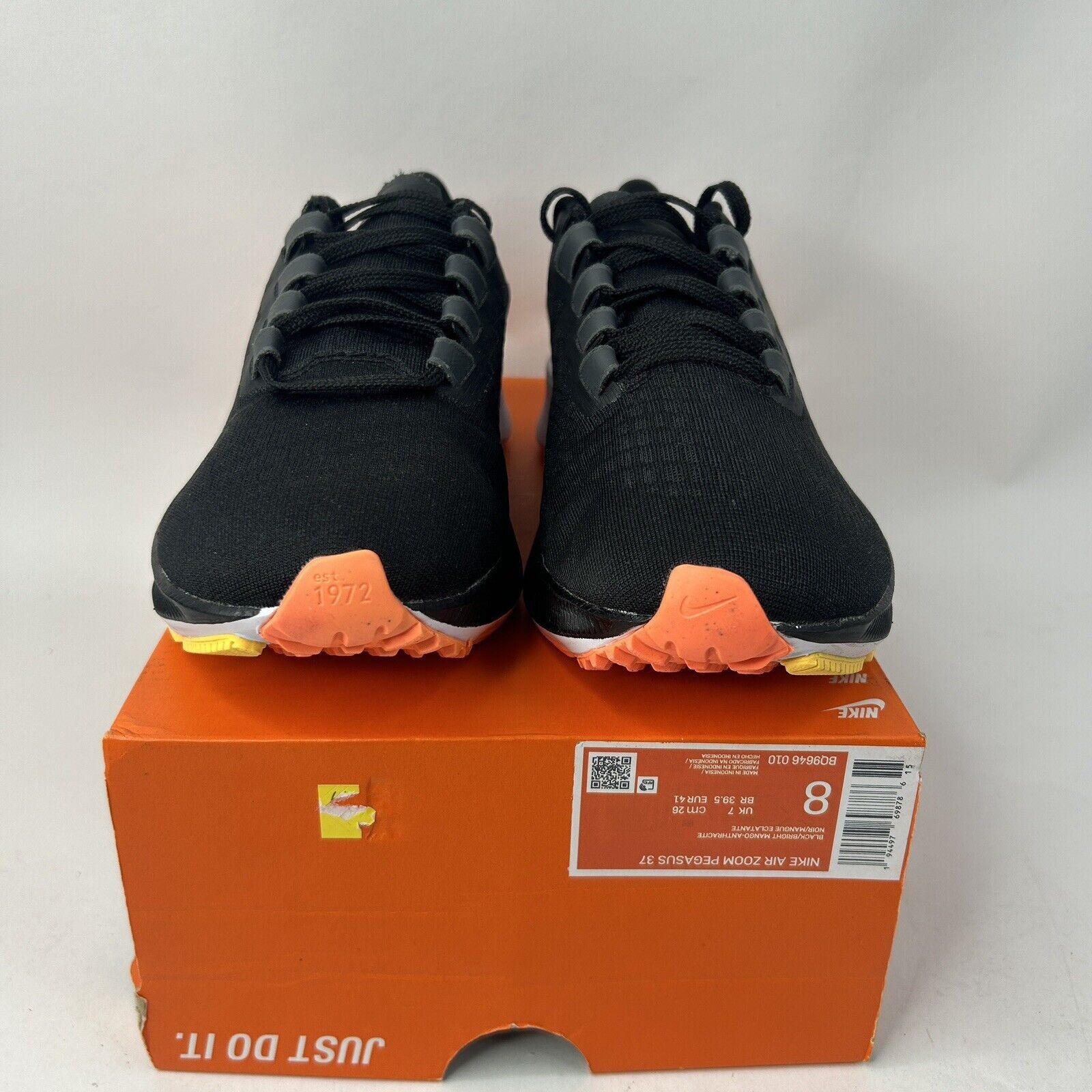 Nike Nike Air Zoom Pegasus 37 “Black Bright Mango” 2024 Size US 8 / EU 41 - 2 Thumbnail