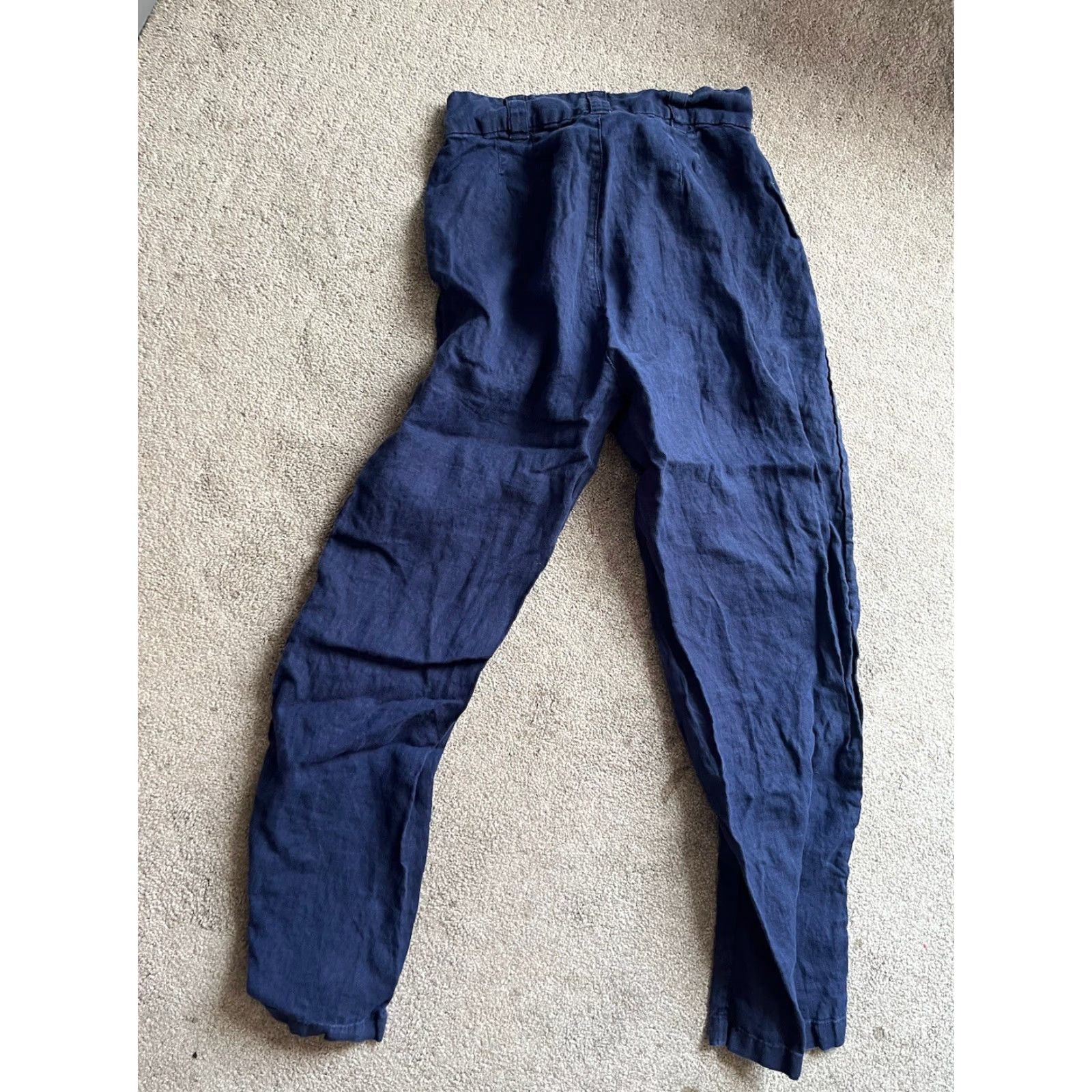 Nicole Miller Nicole Miller Linen Pants Womens 6 Navy Blue Straight Leg Beach Lagenlook Size 28" / US 6 / IT 42 - 3 Thumbnail
