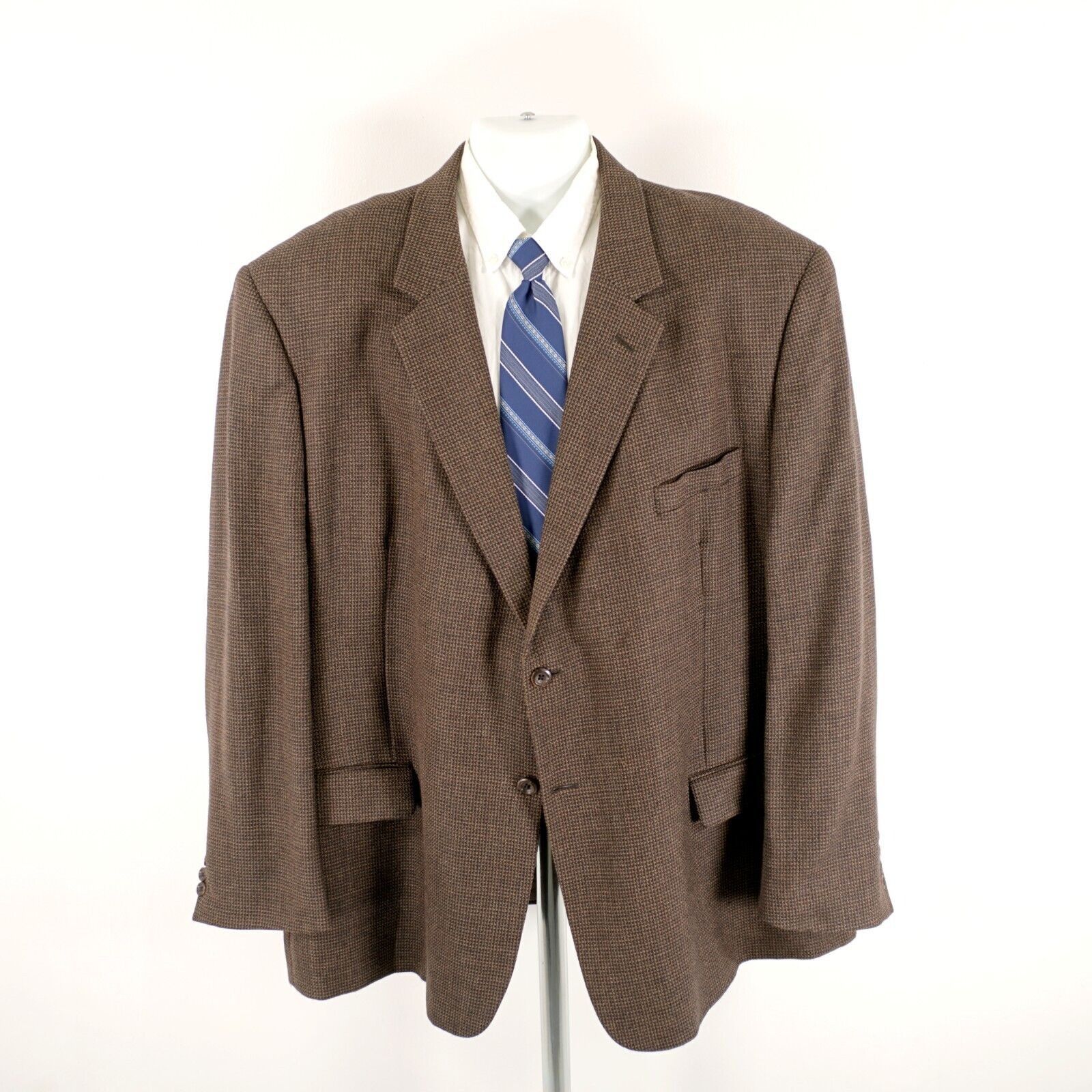 Pronto Uomo Pronto Uomo Tweed Lambswool Brown Blue Tan Check 2 Button Sp Size 50R - 5 Thumbnail