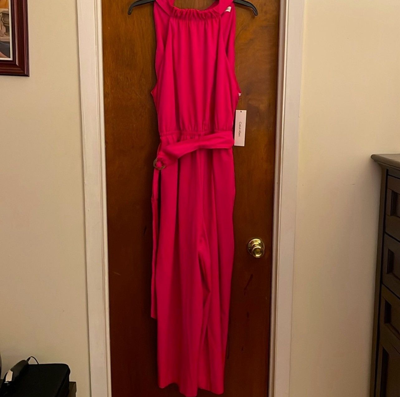 Calvin Klein Calvin Klein Women’s Belter Halter Neck Straight-Jumpsuit Size 36" / US 14 / IT 50 - 3 Thumbnail