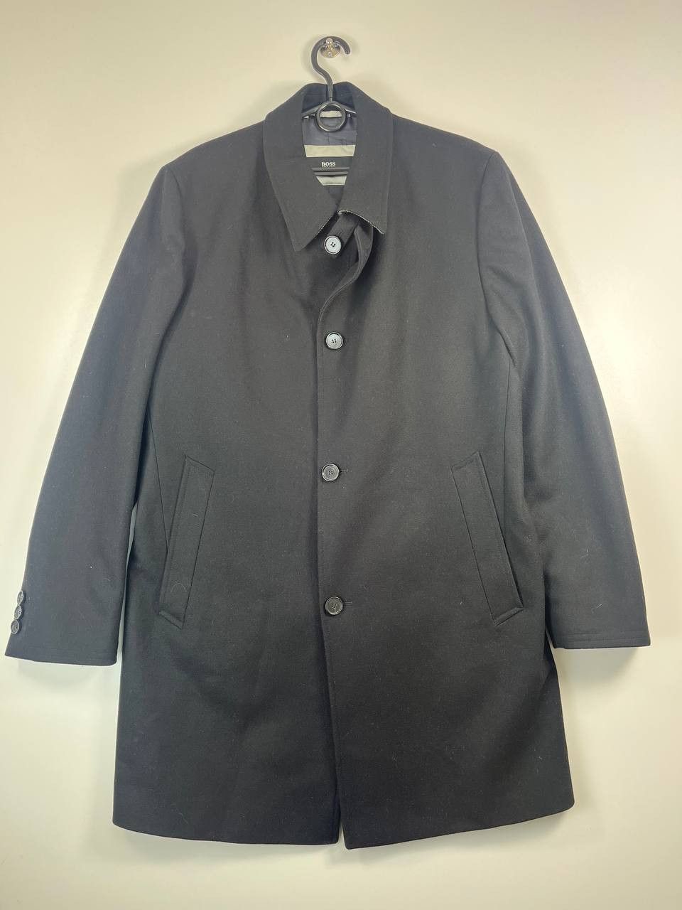 Hugo Boss HUGO BOSS Men’s Black Wool Overcoat Classic Coat Size EU50 Size US L / EU 52-54 / 3 - 1 Thumbnail