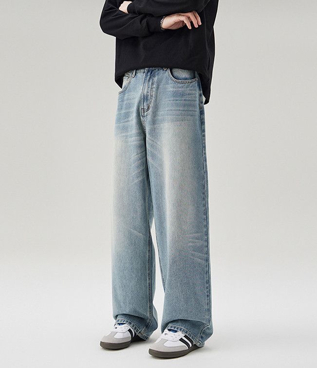 Jean American washed men's loose wide-leg baggy jeans Size US 32 / EU 48 - 2 Thumbnail