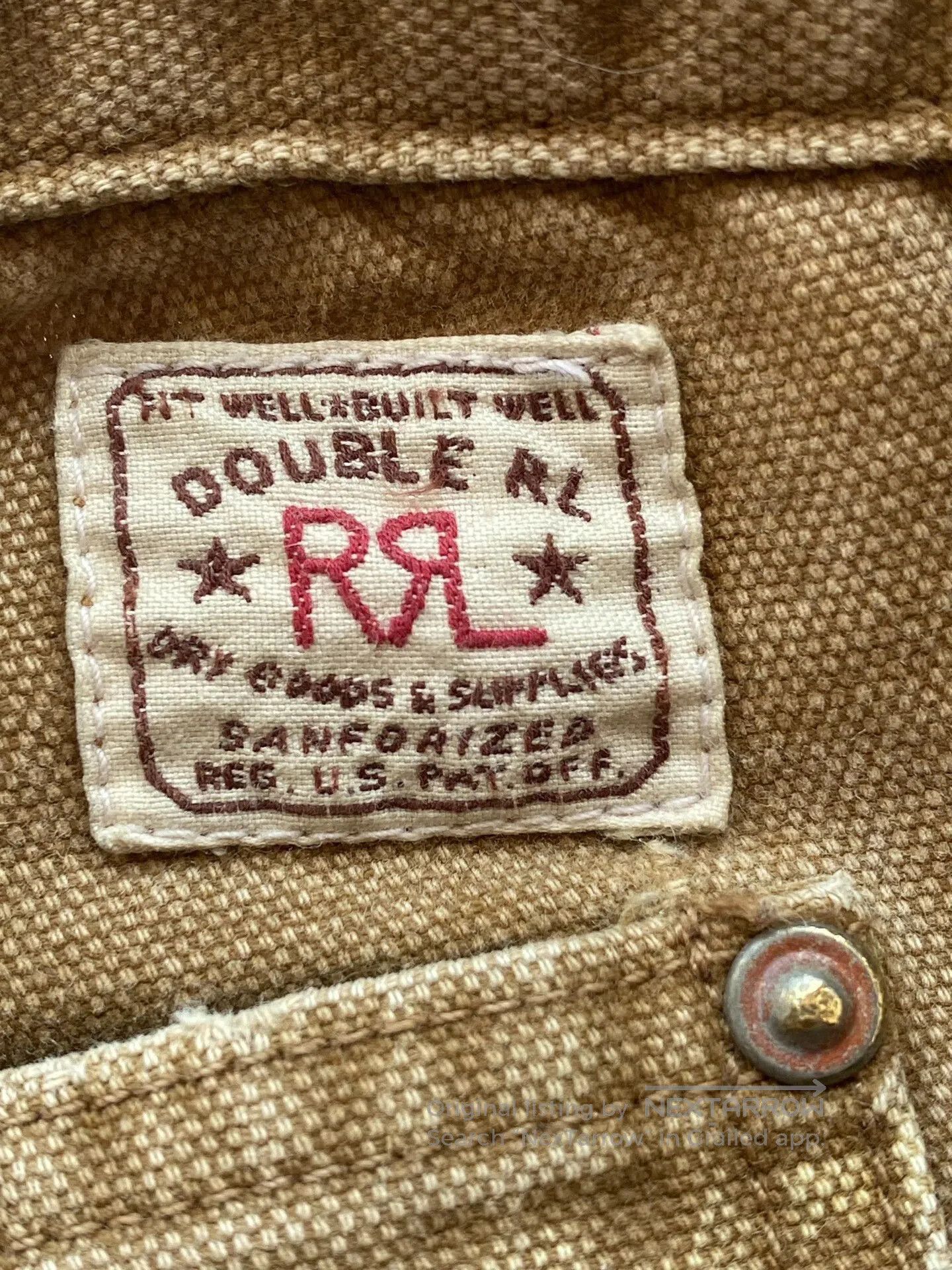 RRL Ralph Lauren khaki canvas work pants with distressed details. Size US 34 / EU 50 - 2 Thumbnail