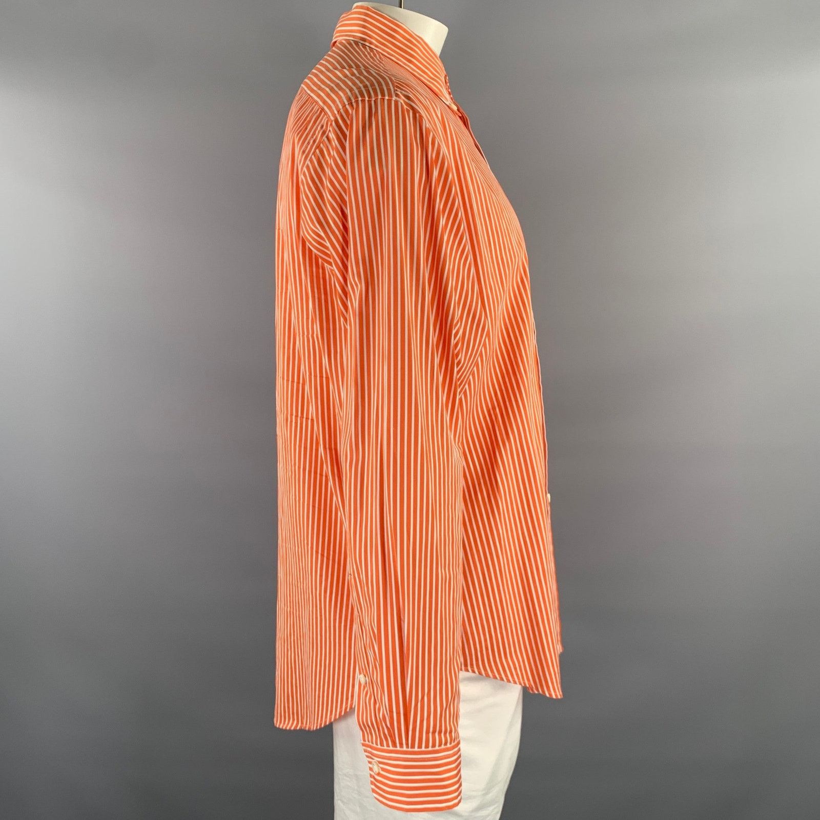 Ralph Lauren XL Orange White Stripe Cotton Button Down LS Shirt Size US XL / EU 56 / 4 - 3 Thumbnail