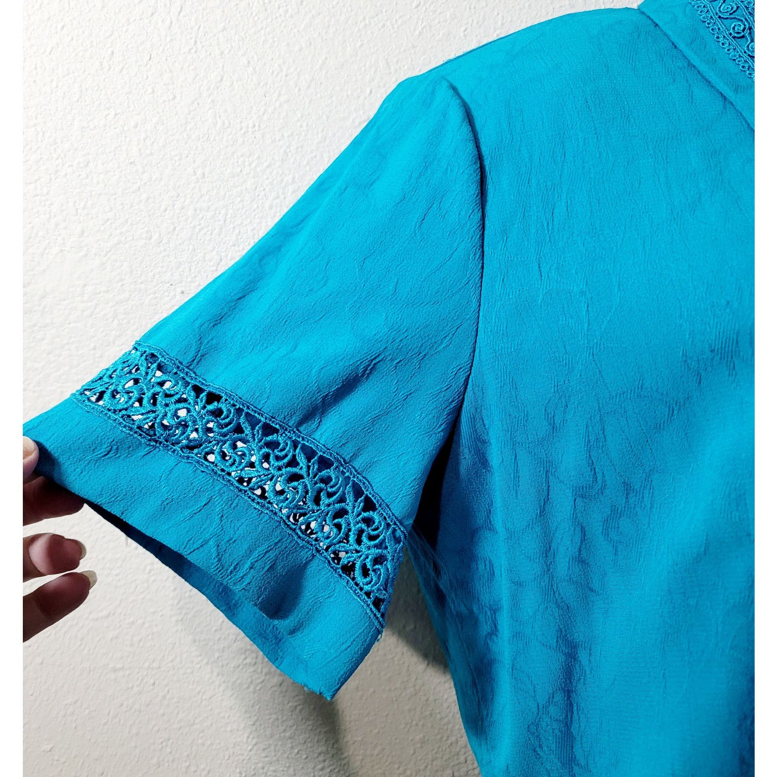 Other Karin Stevens Teal Blue 2 Piece Women's Dress 12 Embroidered Size XL / US 12-14 / IT 48-50 - 2 Thumbnail