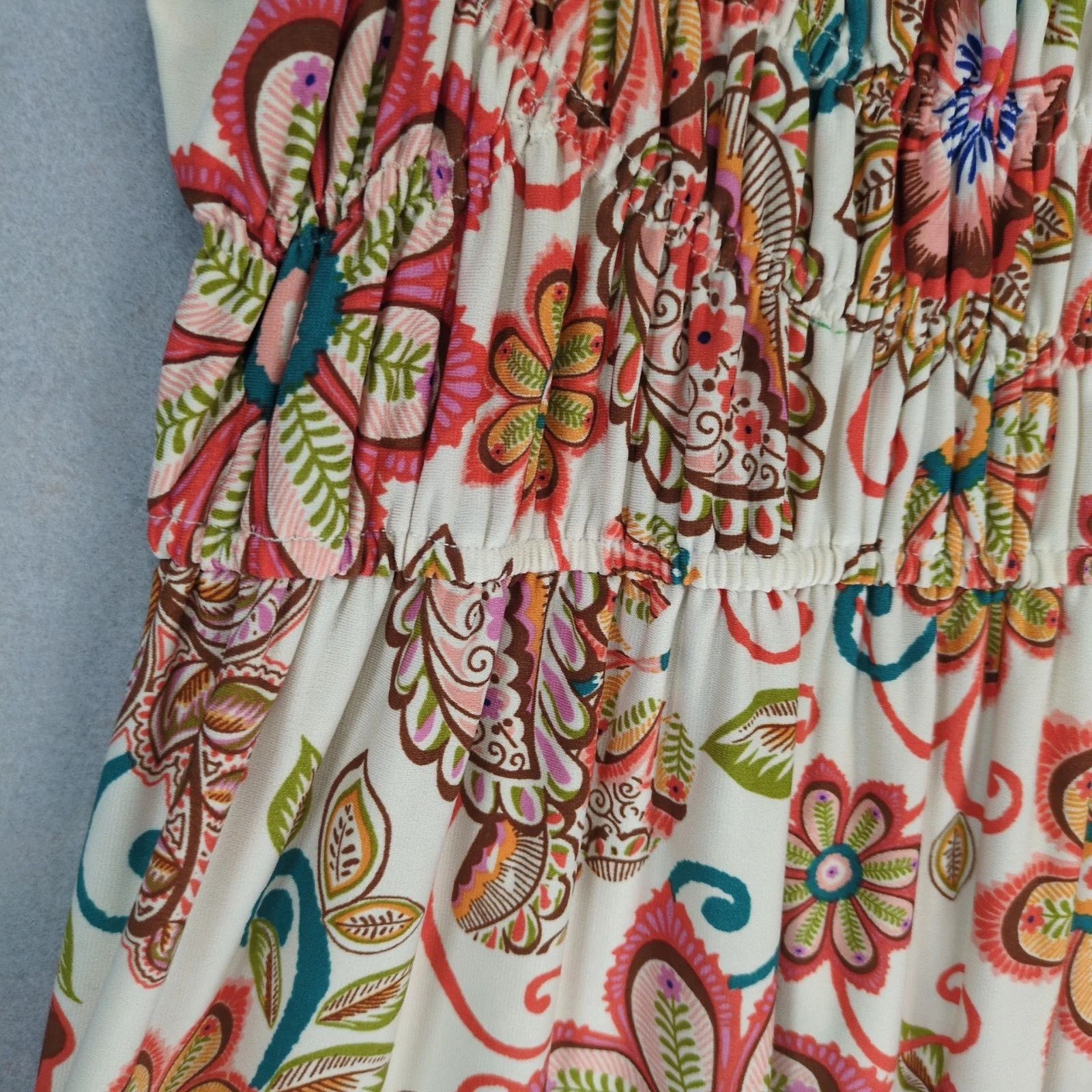 Other London Times Floral Smocked Midi Dress Sz 12 Ruffled Trim Size XL / US 12-14 / IT 48-50 - 8 Thumbnail