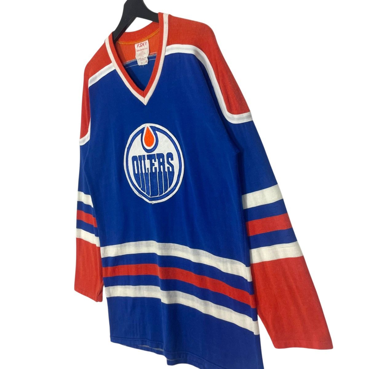 Hockey Skateboards Vintage 70s Oilers Hockey Jersey Distressed NFL V Neck Size US M / EU 48-50 / 2 - 3 Thumbnail