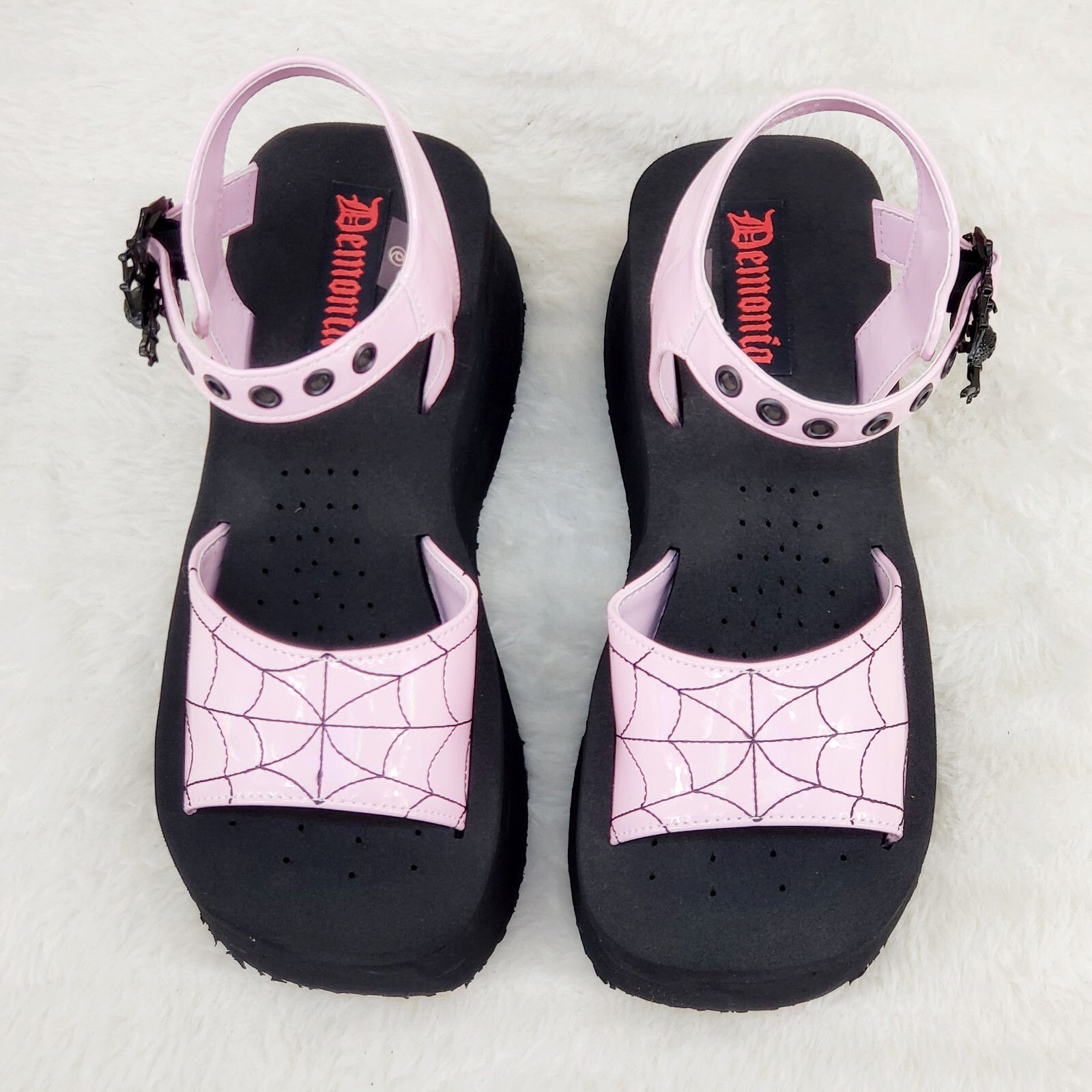 Other DEMONIA Funn Goth Spider Web Platform Sandals Shoes Pink Hol Size US 9 / IT 39 - 1 Thumbnail