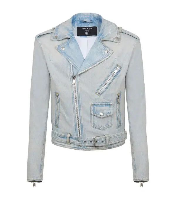 Balmain Biker Denim Jacket Decarnin Era | Grailed