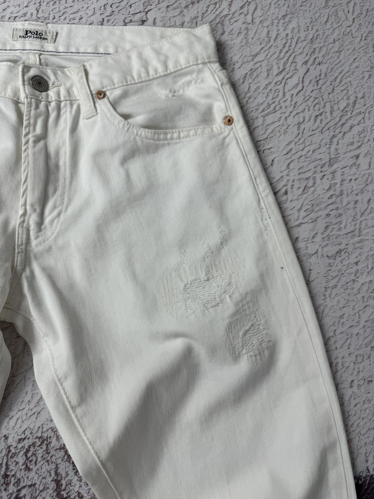Polo Ralph Lauren Polo Ralph Lauren white distressed denim jeans pants Size US 30 / EU 46 - 10 Thumbnail