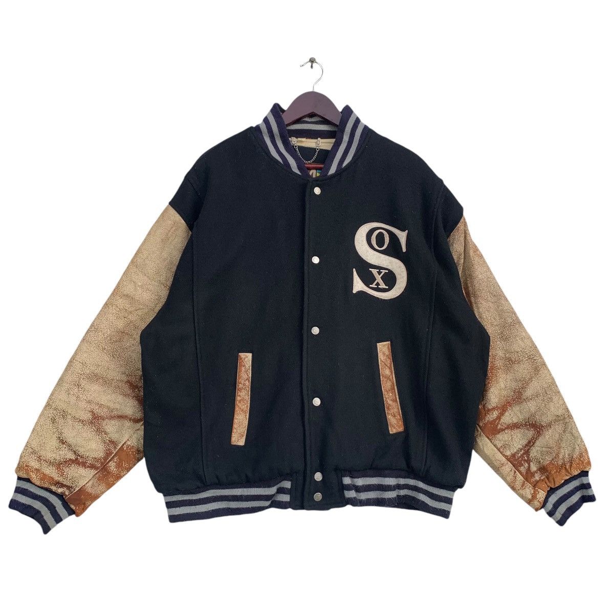 MLB × Mirage × Vintage Vintage White Sox Baseball Team Varsity Bomber Wool Leather Size US L / EU 52-54 / 3 - 3 Thumbnail