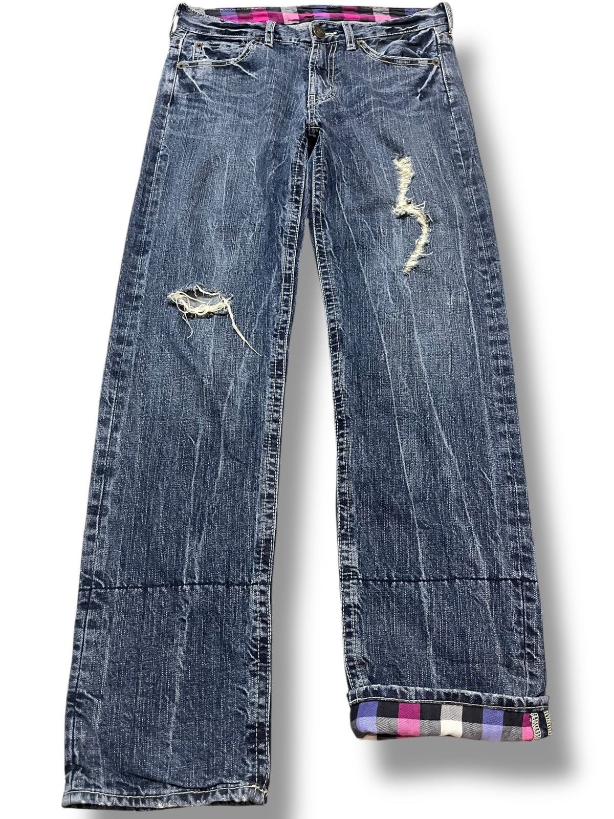 If Six Was Nine Vintage Japanese Brand Whiskers Grunge Distressed Denim Size US 31 - 1 Thumbnail