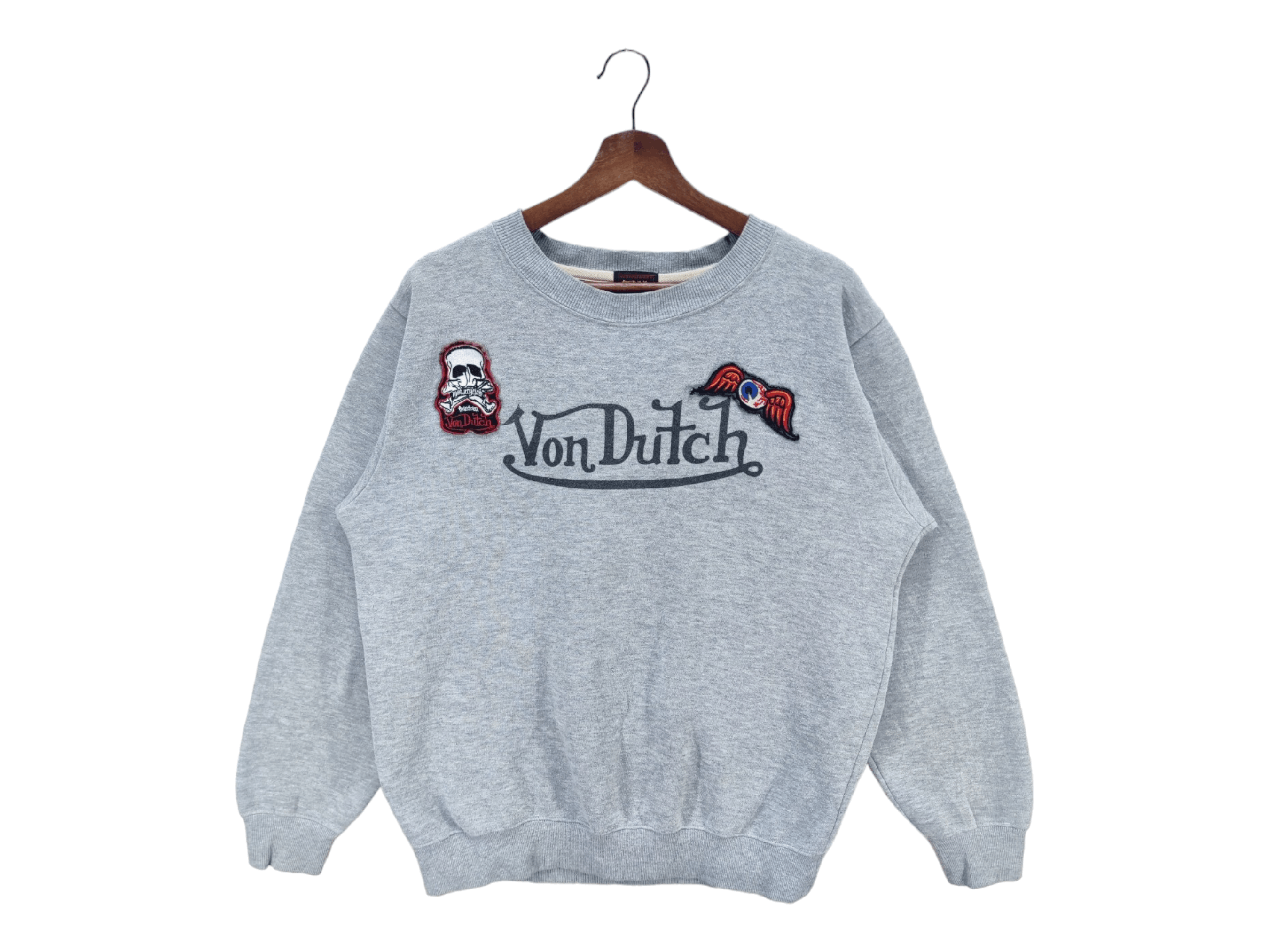 Vintage Von Dutch Sweatshirt With Patches Pullover Crewneck