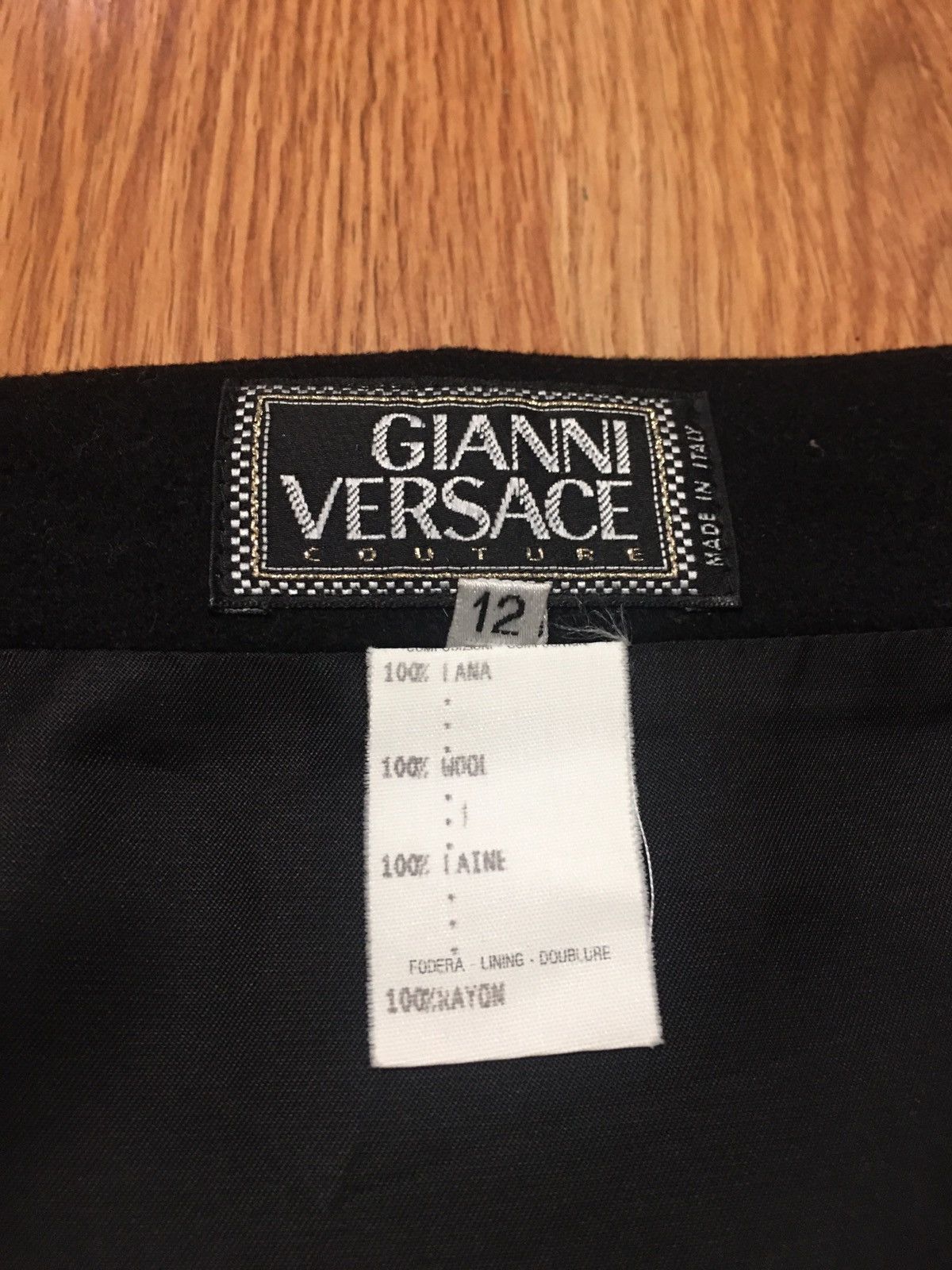 Versace × Vintage Gianni Versace Couture Vintage Black Wool Skirt Size 12 Size 34" / US 12 / IT 48 - 8 Thumbnail