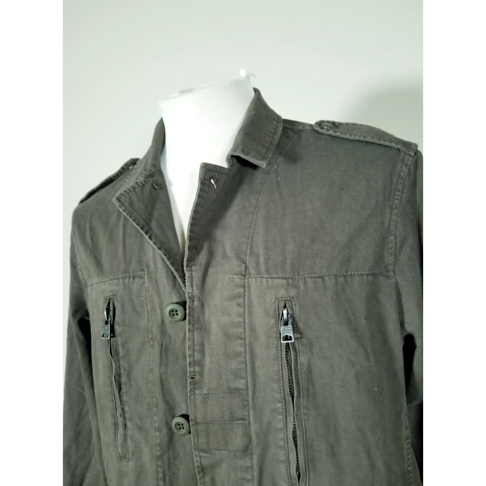 Allsaints ALLSAINTS Sport Coat Jacket Men Olive Green Cotton 4 Pocket Four-Button Notch Lapel Hunting/Business Casual L Reg Size US L / EU 52-54 / 3 - 2 Thumbnail