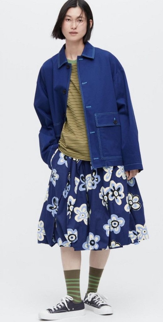 Marni × Uniqlo Marni Uniqlo Balloon Shape Flower Print Skirt Blue Size 27" / US 4 / IT 40 - 15 Thumbnail