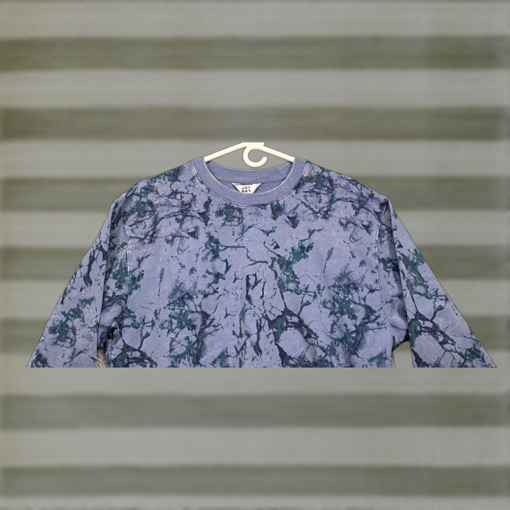 Vintage Joy Lab Women’s Sweatshirt Marble Blue Cropped Size Small Pullover Crew Neck Activewear NWT Size S / US 4 / IT 40 - 1 Thumbnail