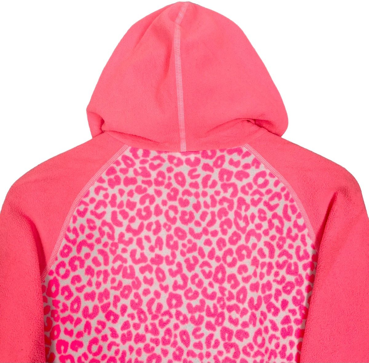 The North Face Pink Leopard Print Hoodie Fleece Jacket